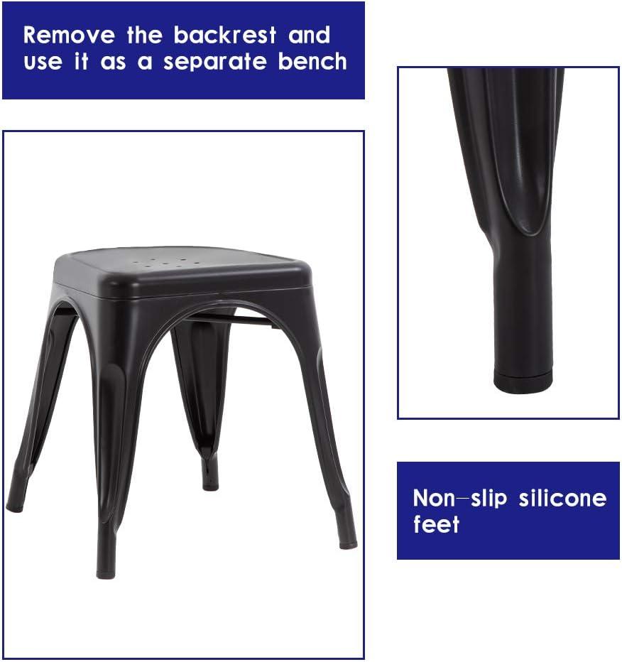 Black Stackable Alloy Steel and Plastic Dining Chairs, Set of 4