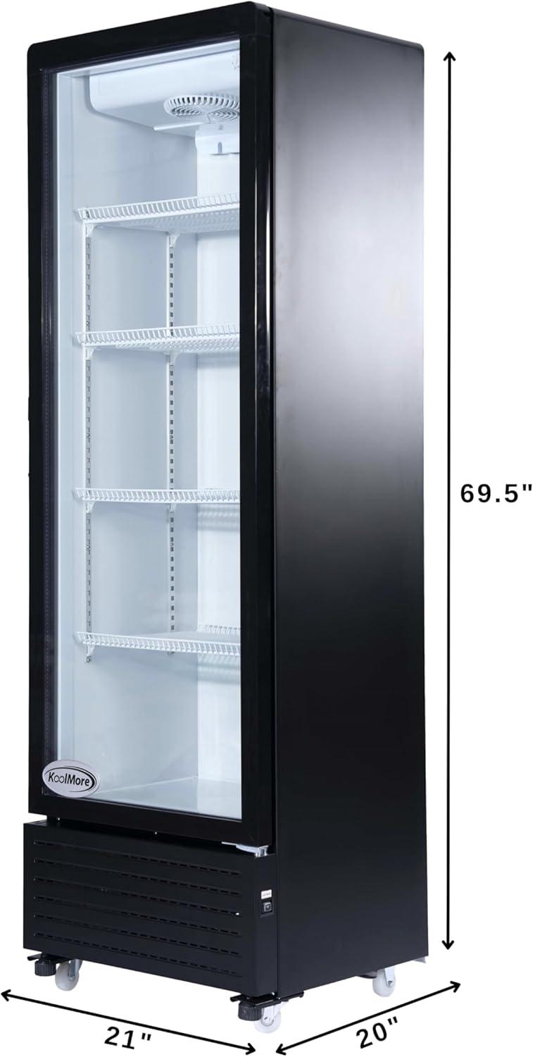 23 in. One Glass Door Commercial Display Merchandiser Refrigerator Cooler in Black, 10 cu. ft.