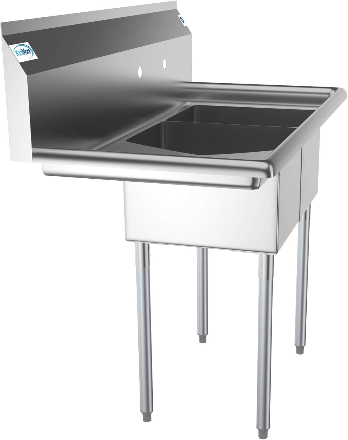 Koolmore 12x16x10 Left Stainless Steel Kitchen Prep & Utility Sink in Silver