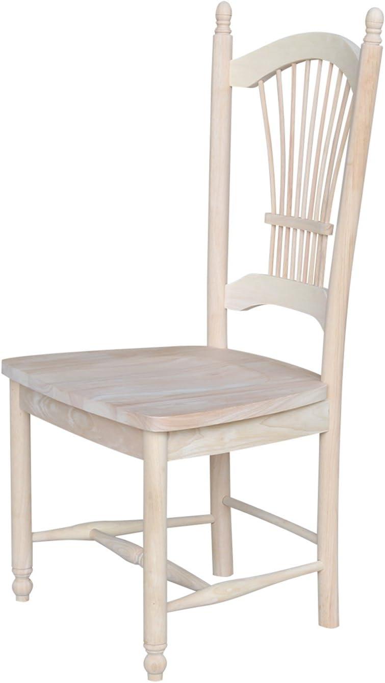 International Concepts Set Of 2 Sheafback Chair Unfinished: Hardwood Frame, Farmhouse Style, 225 lbs Capacity