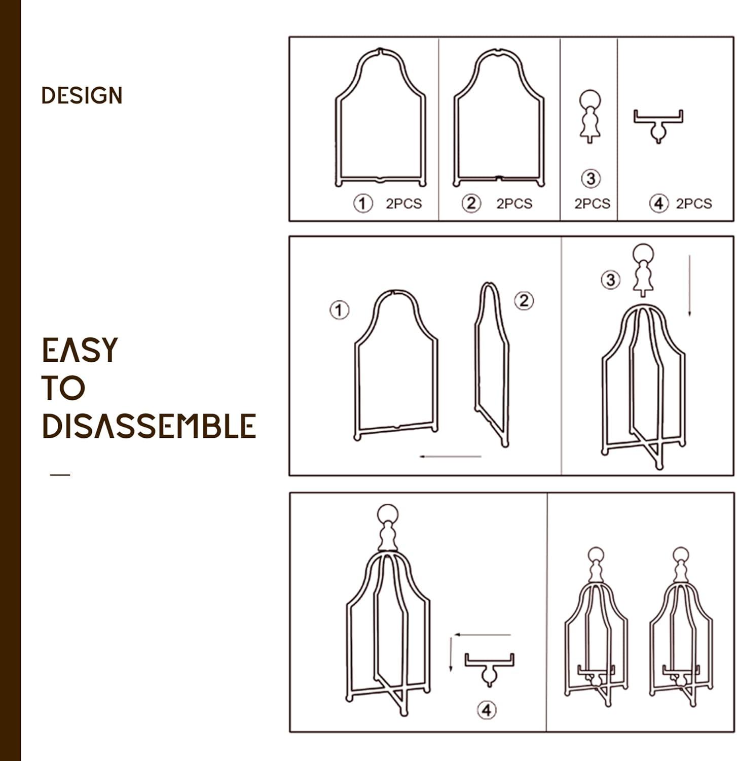 HPC Decor Lanterns Decorative for Home Decor- 16.5''13'' White Metal Candle Lanterns Set of 2- Modern Farmhouse Lantern Decor for Outdoor, Indoor, Living Room, Dining Table or Fireplace Mantle Decor