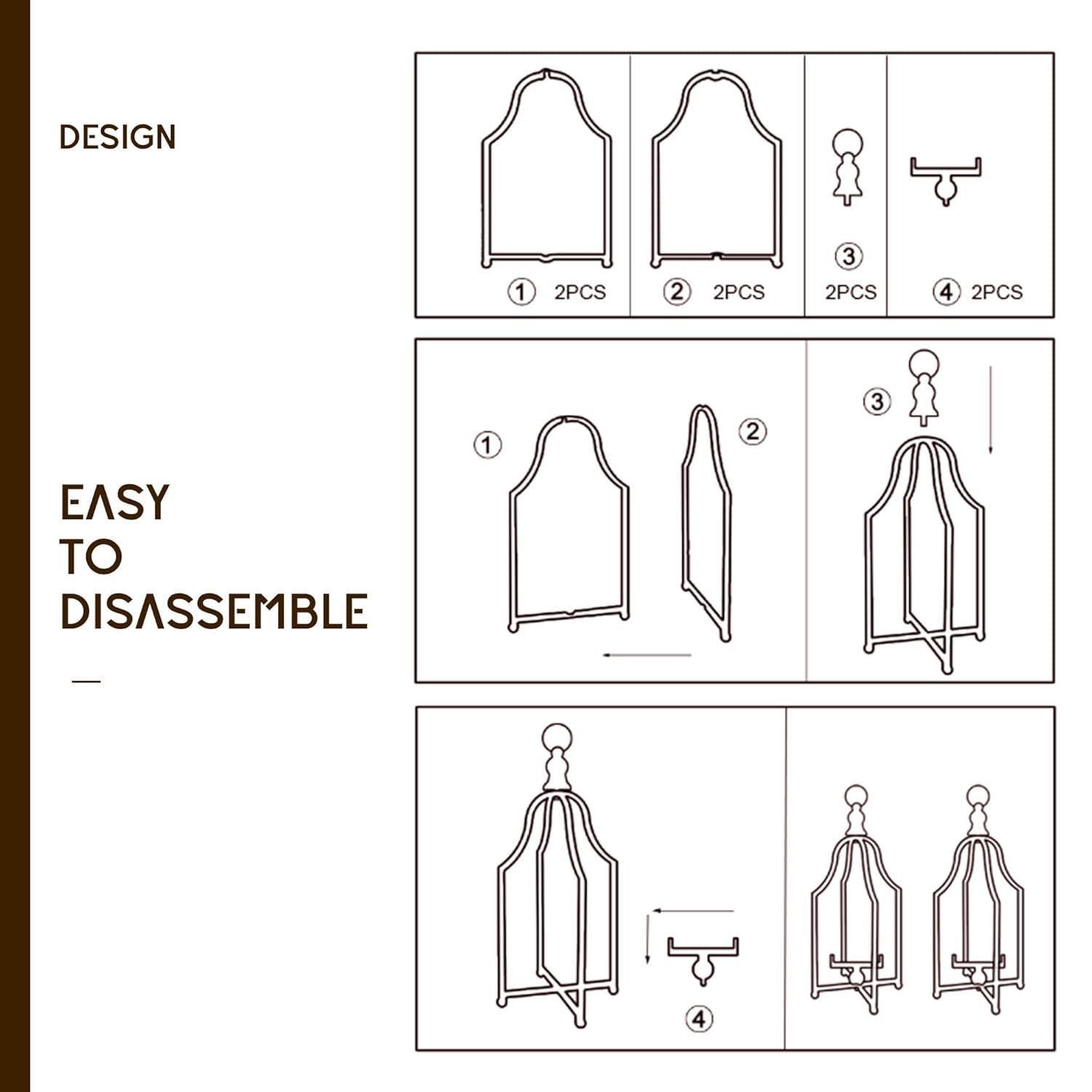 HPC Decor Lanterns Decorative for Home Decor- 16.5''13'' White Metal Candle Lanterns Set of 2- Modern Farmhouse Lantern Decor for Outdoor, Indoor, Living Room, Dining Table or Fireplace Mantle Decor