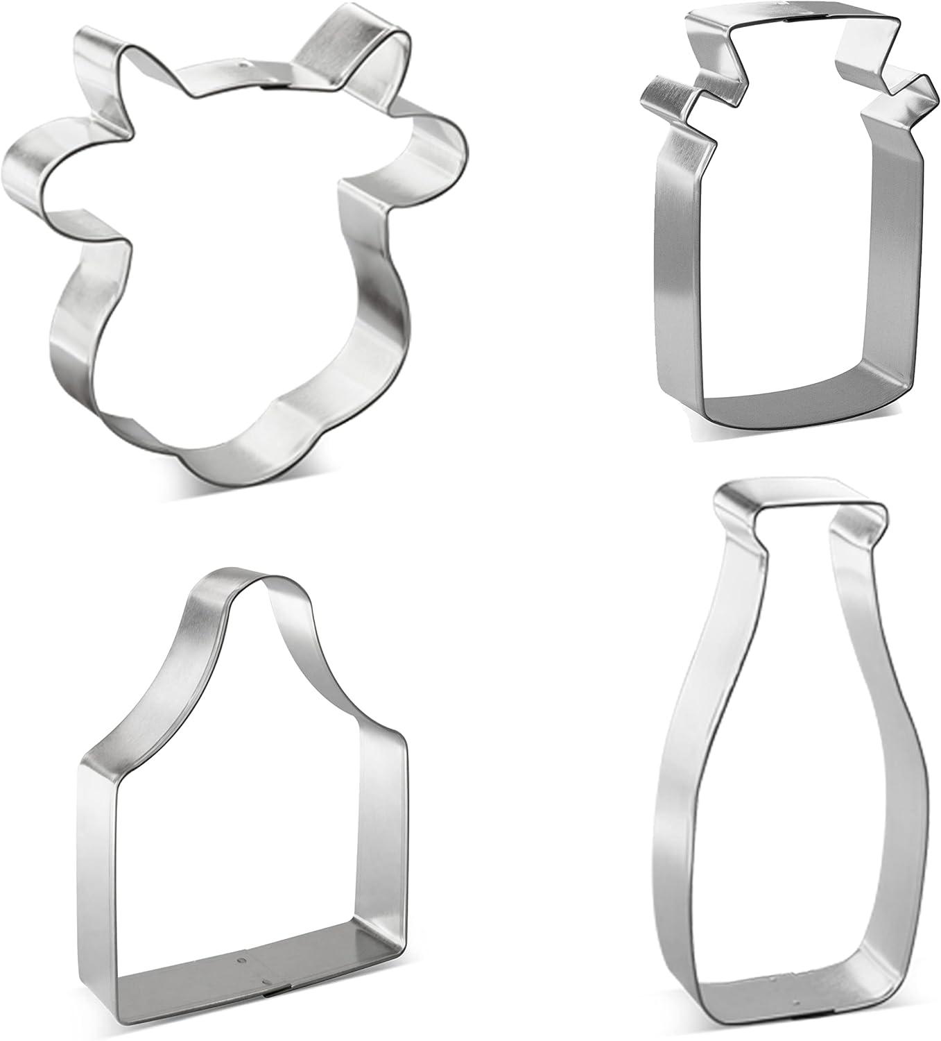 Dairy Farm Cow Cookie Cutter 4 Pc Set HS0458 with Special Sugar Cookie Recipe. Foose - USA