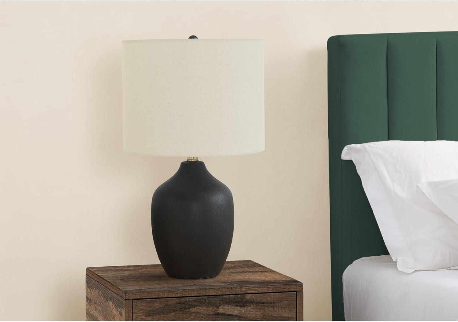 Monarch Specialties Lighting 22inchH Table Lamp Black Ceramic Ivory / Cream Shade Transitional