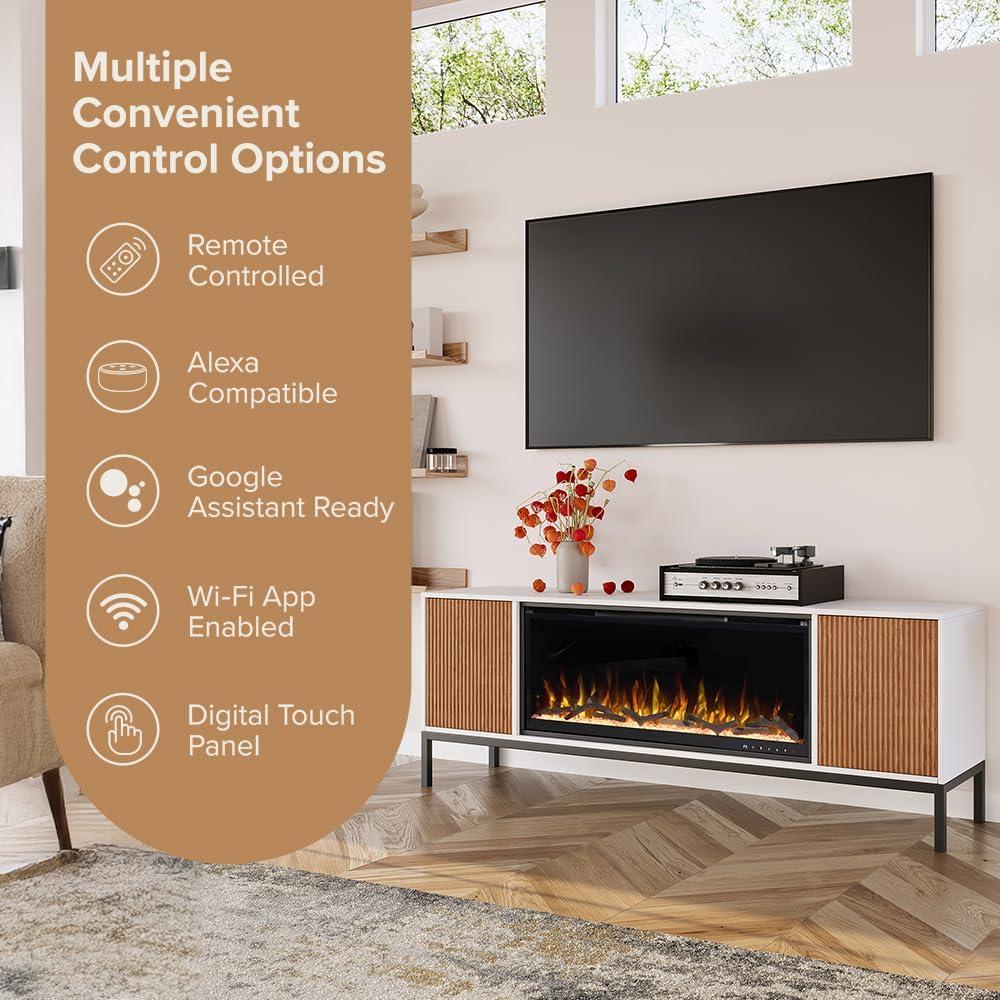 Modern Ember Emory Smart Electric Fireplace Tv Stand | 42” Firebox Heater | With Wi-fi App
