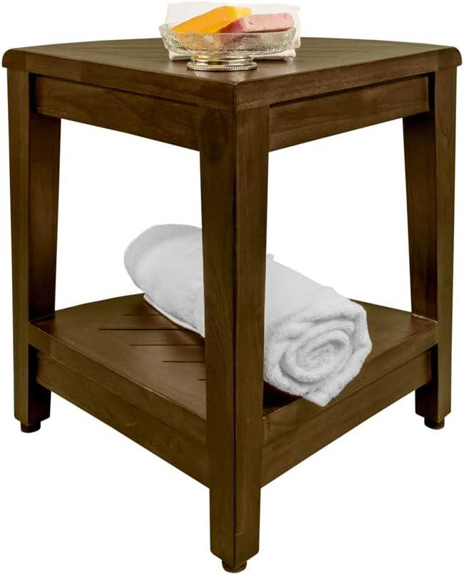 LiftAide 18'' W Teak Corner Shower Bench