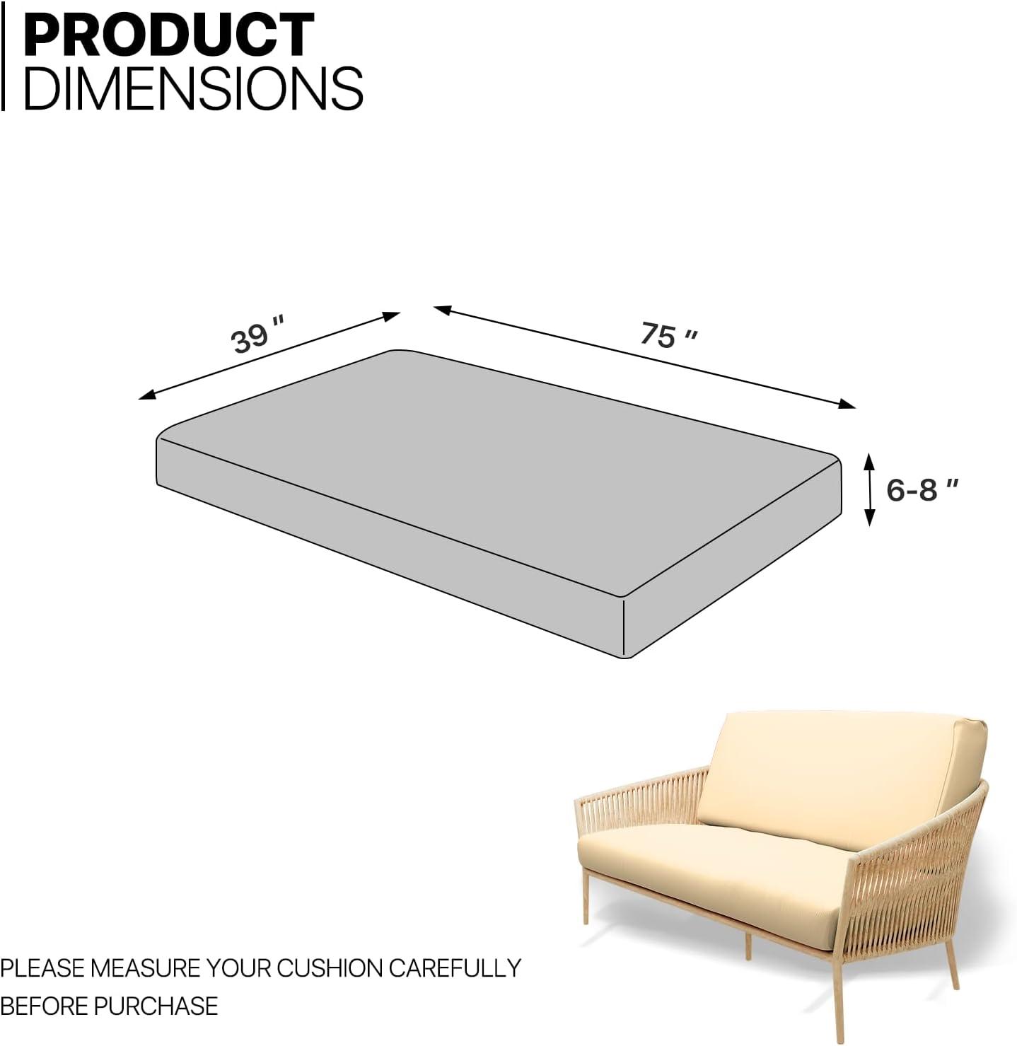 MoNiBloom Solid Futon Cover Slipcover Fit 6"- 8" Futon Mattresses Khaki, Twin Size 39x75 Inch