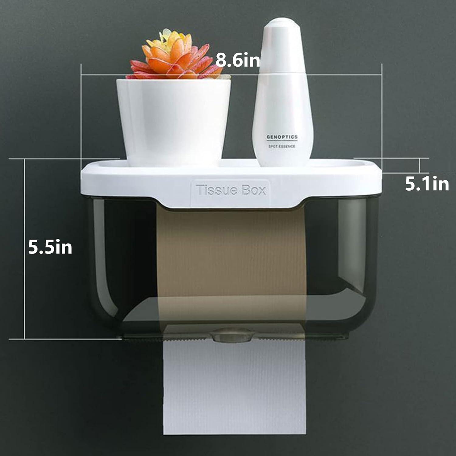 Gray ABS Wall-Mounted Waterproof Toilet Paper Holder with Shelf