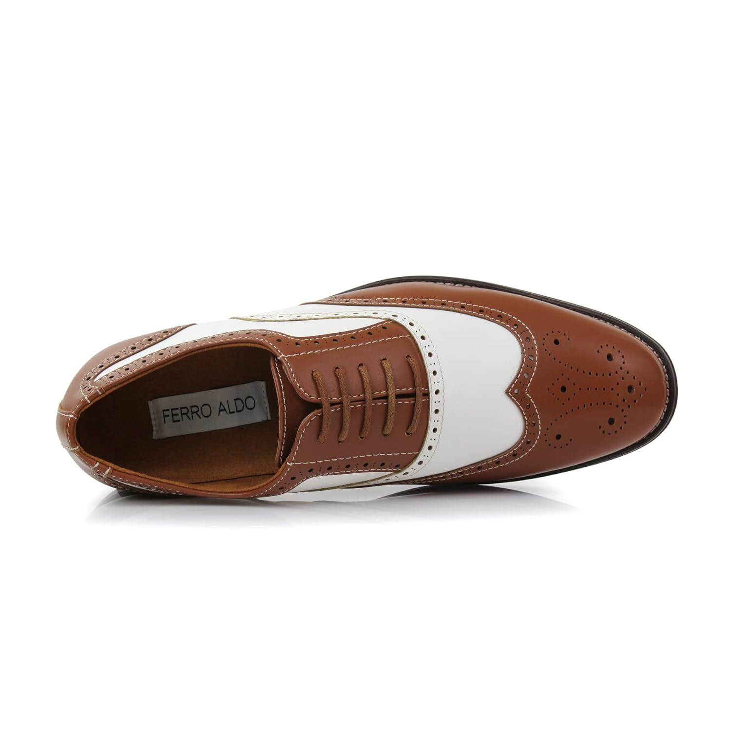 Ferro Aldo Arthur MFA139001D Mens Wingtip Oxford Spectator Dress Shoes, in Brown & White, Men's Size 11