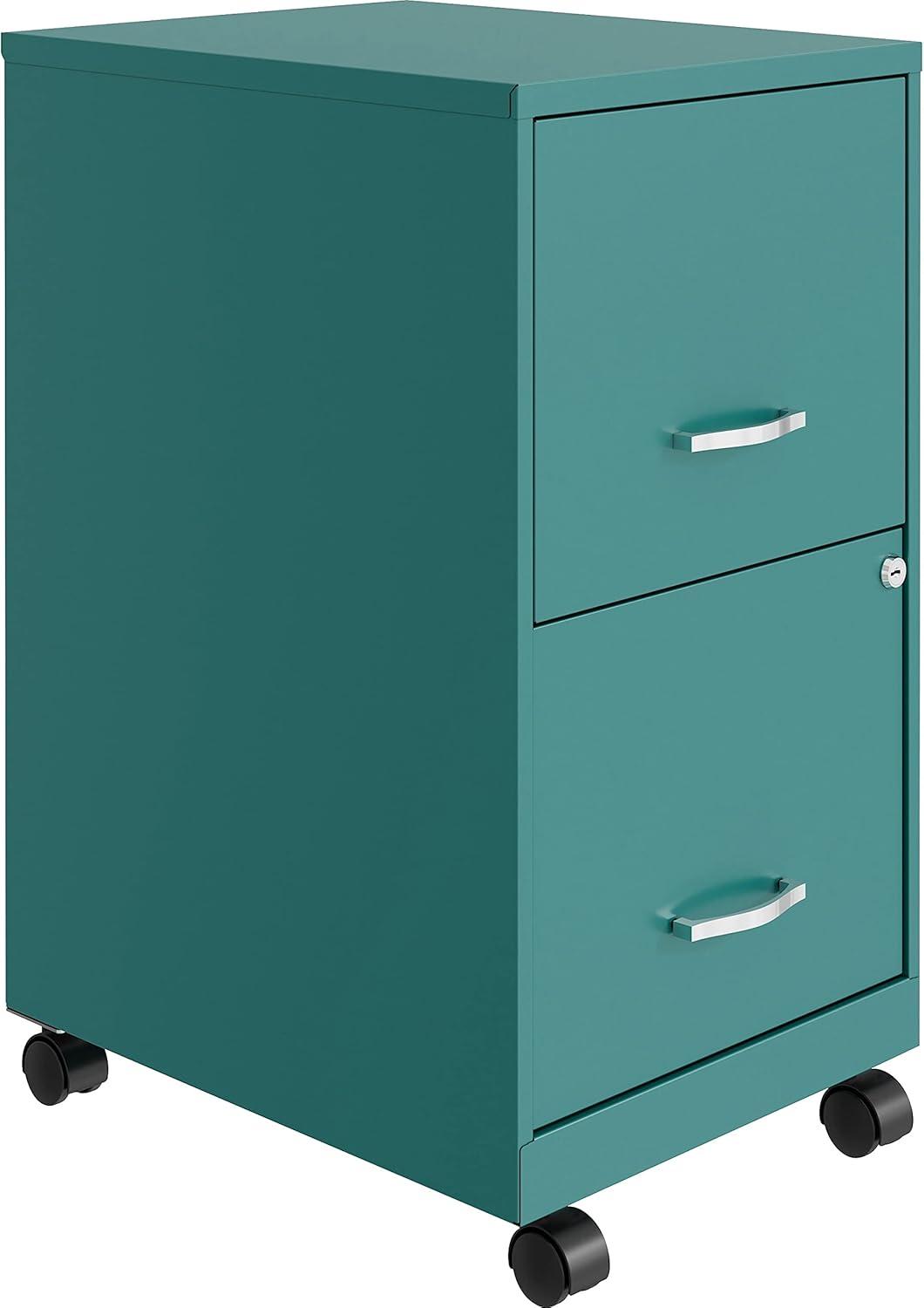 Lorell LLR00061TL Soho 2 Draw Mobile File Cabinet, Teal