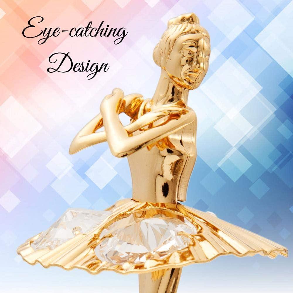 Matashi 24K Gold Plated Ballerina Figurine with Arms Crossed - Crystal Studded Tabletop Decoration Thoughtful Gift for Mom, Wife, or Girlfriend on Christmas, Valentine’s & Mother’s Day