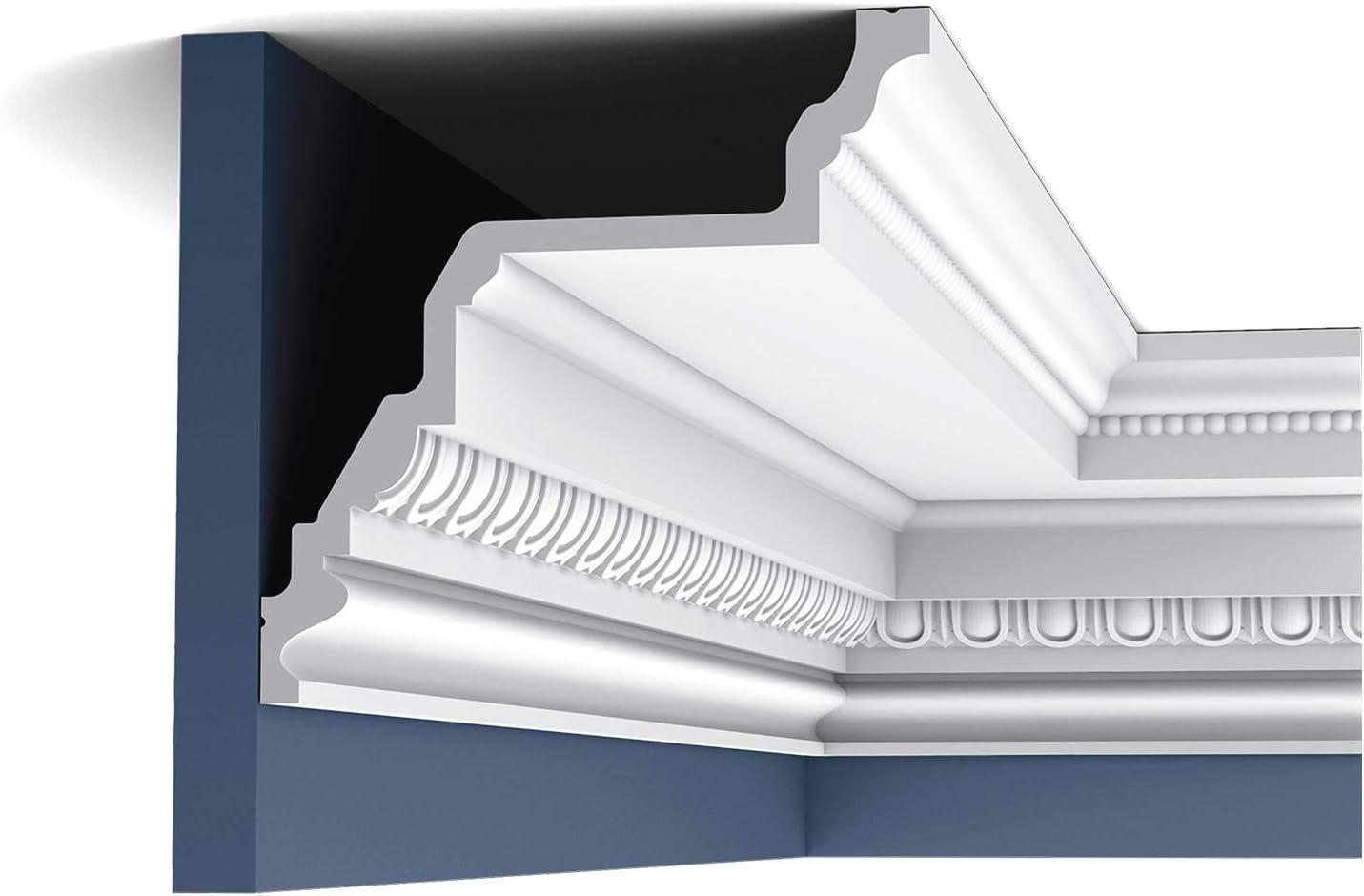 7-5/8 in x 7-5/8 in x 78-3/4 in Egg and Dart, and Beads Primed White Polyurethane Crown Moulding