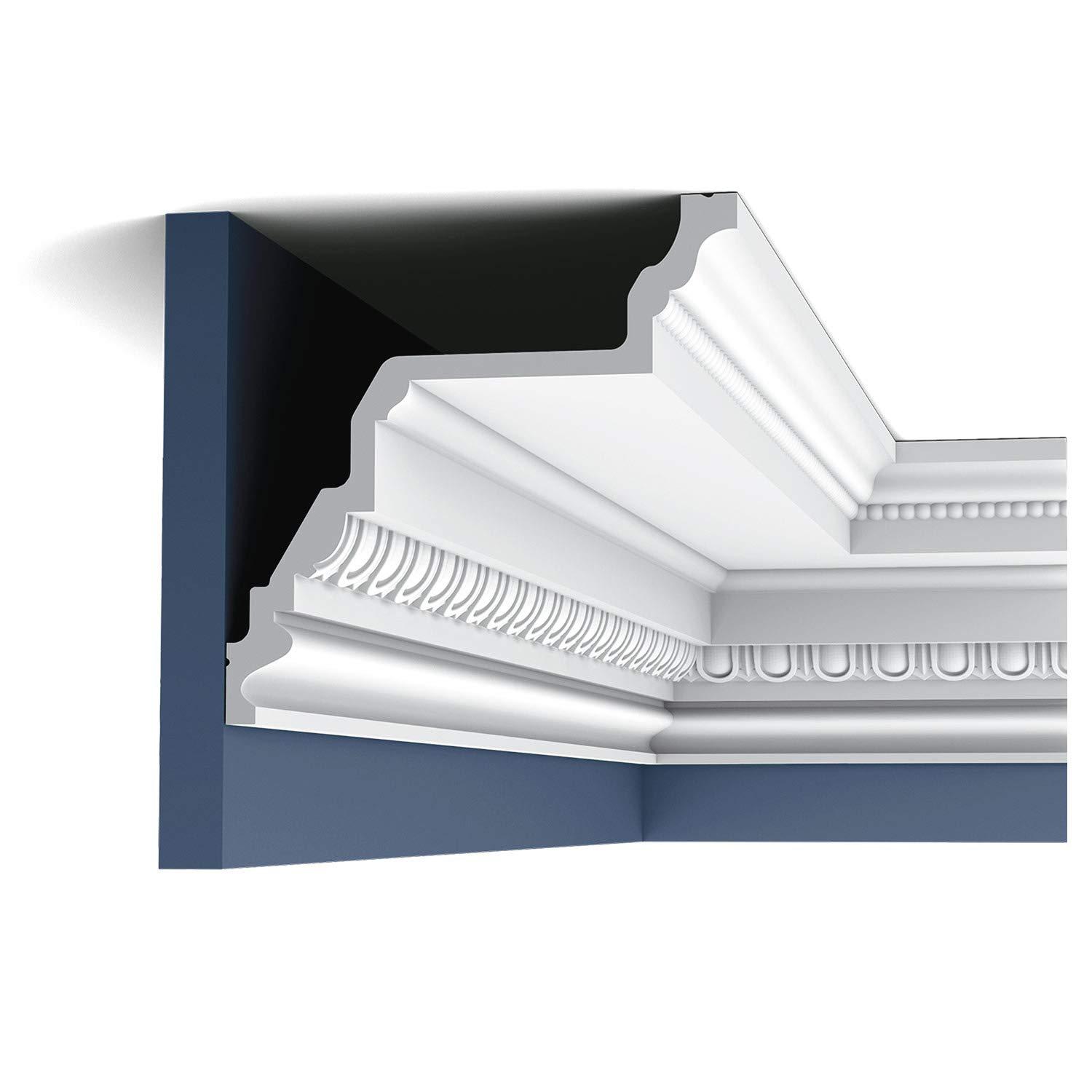 7-5/8 in x 7-5/8 in x 78-3/4 in Egg and Dart, and Beads Primed White Polyurethane Crown Moulding