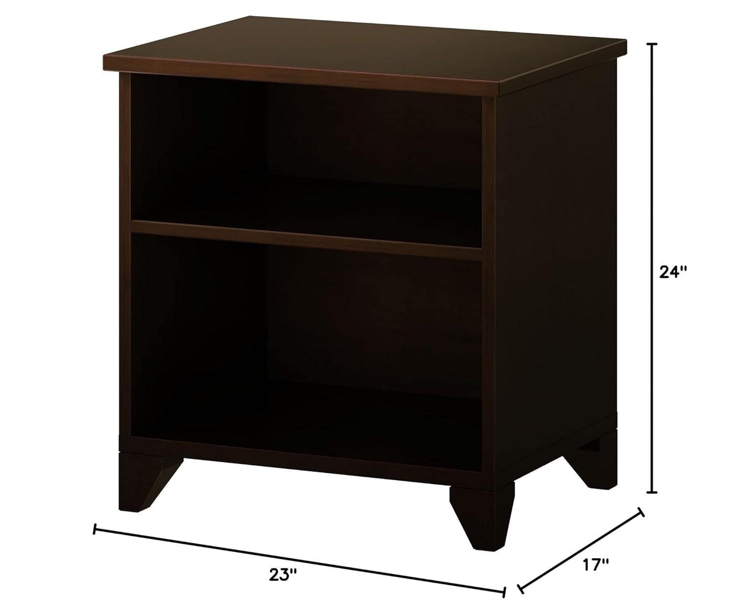 Max & Lily Classic Wood Nightstand with Shelves, Kids Bedside Table/End Table, Small Nightstand for Bedroom, Espresso