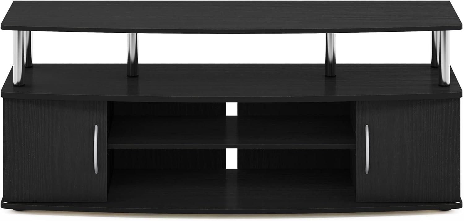 Furinno JAYA Large Entertainment Center Hold up to 55-in TV, Americano, Stainless Steel Tubes