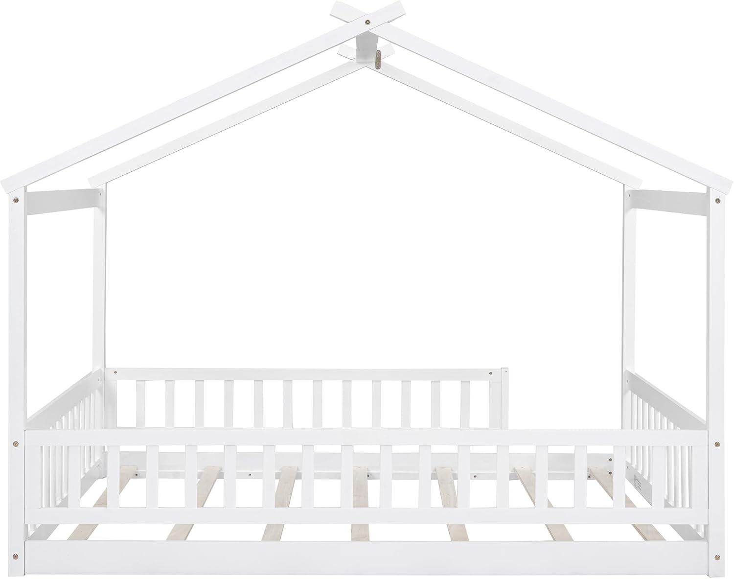 White Pine Full House Bed Frame with Slats and Rails