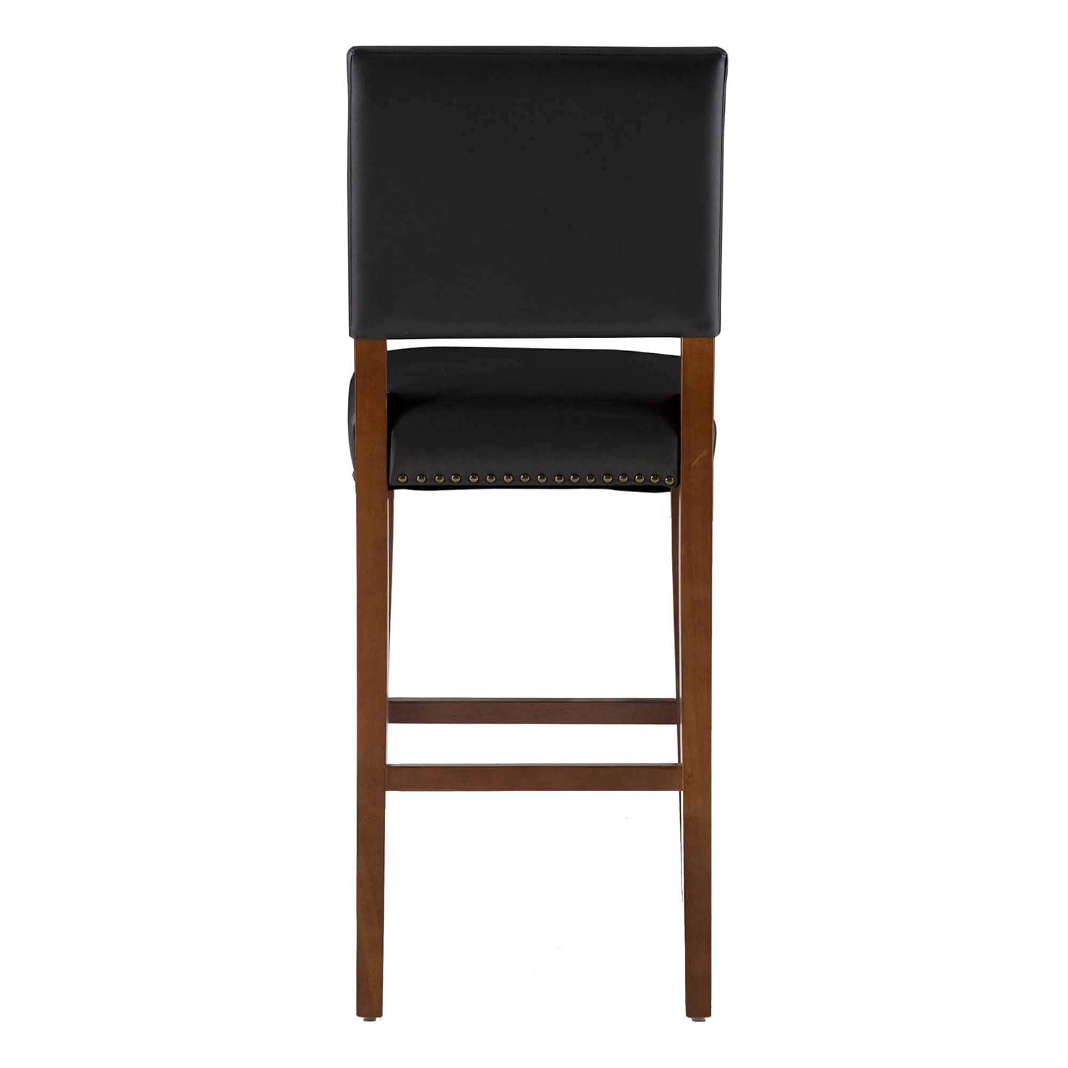 29" Brook Padded Back and Seat Faux Leather Barstool Hardwood/Black - Linon