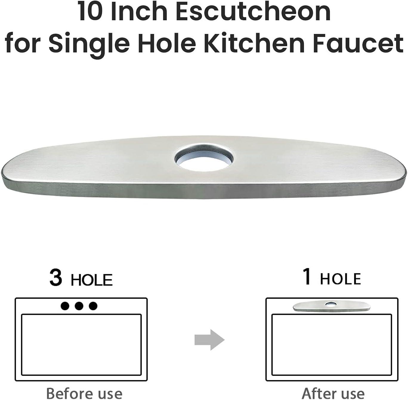 10 in. Kitchen Faucet Sink Hole Cover Deck Plate Escutcheon For 1 or 3 Hole in Brushed Nickel