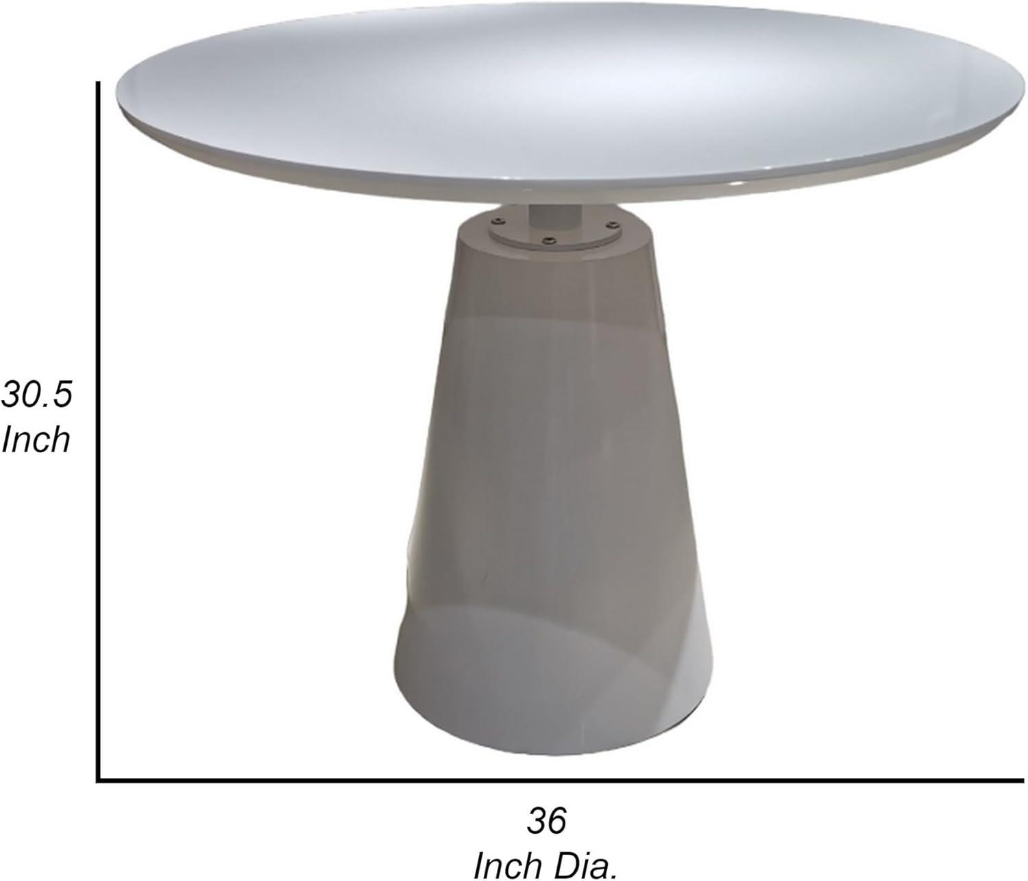 Nasa 36 Inch White Lacquer Round Extendable Dining Table