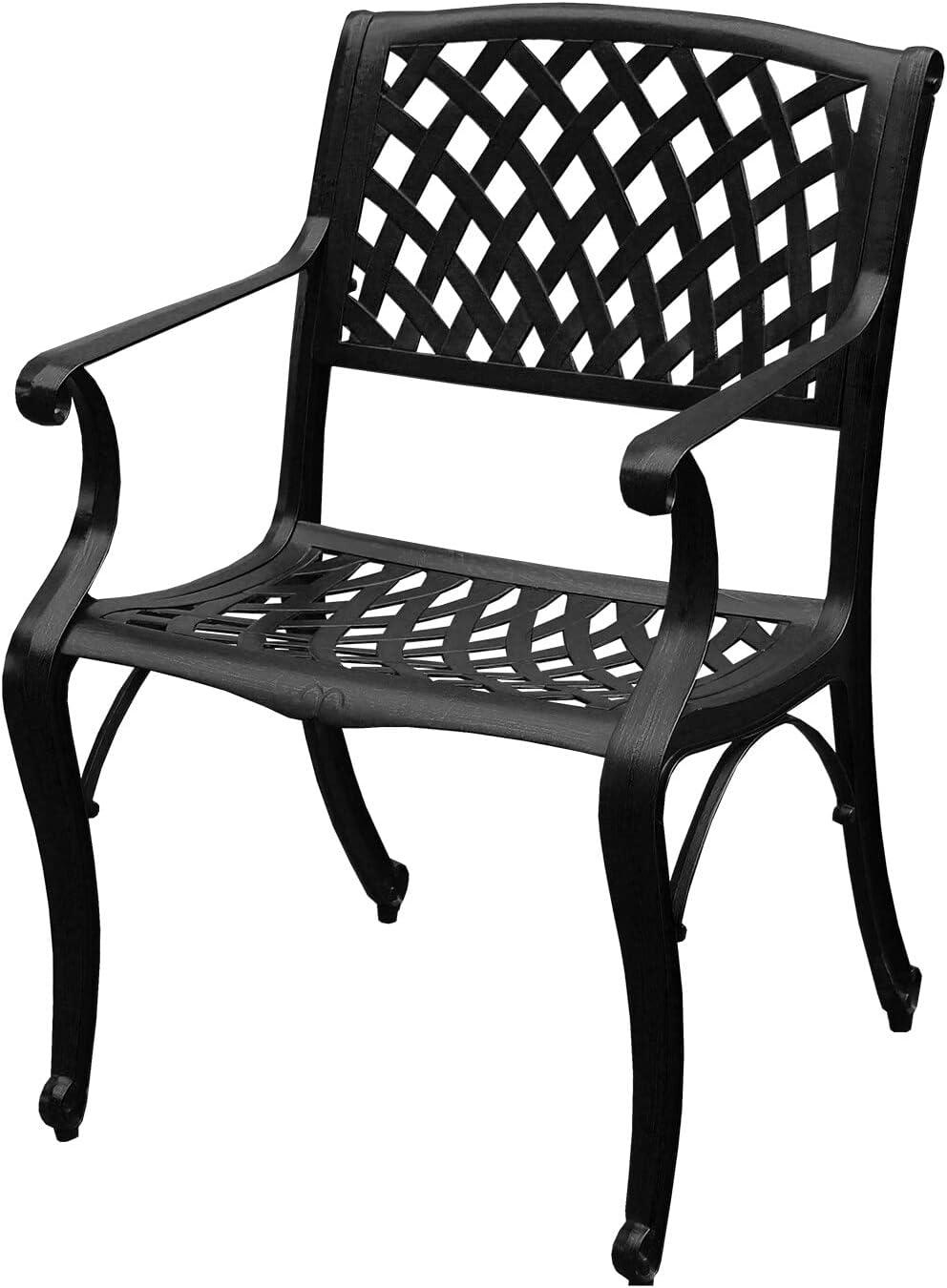 Oakland Living 95" Rectangular Modern Outdoor Mesh Lattice Aluminum Patio Dining Set with 8 Arm Chairs Black
