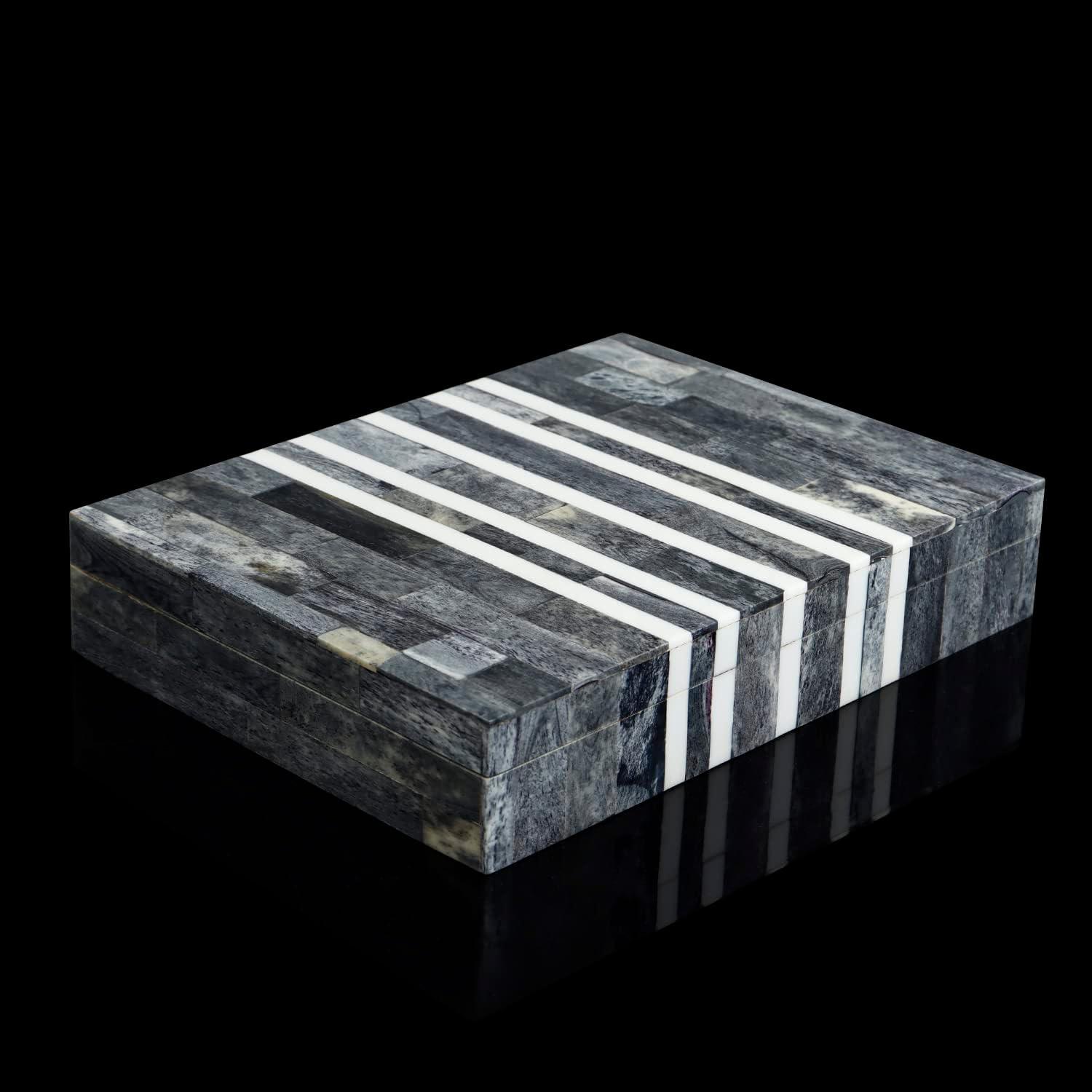 Handicrafts Home Decorative Box - Handmade Jewelry Organizer Box with Lid - Keepsake Box for Home Decor, Jewelry, Accessories, Collectibles - Modern Wooden Storage Box - Cafe, 8X6X1.5 inch