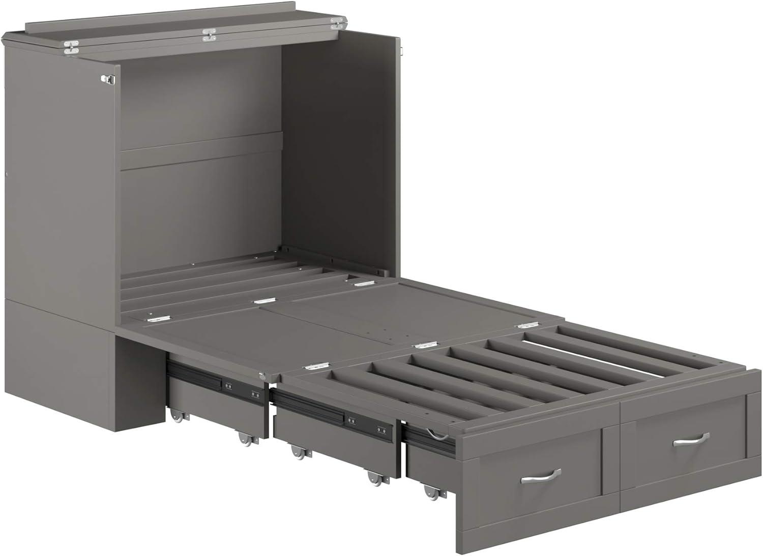 AFI Hamilton Twin XL Solid Wood Murphy Bed Chest with Built-In Charger in Gray