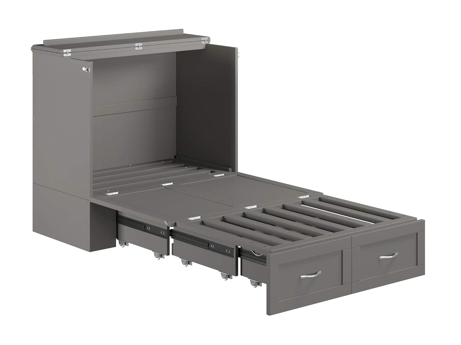 AFI Hamilton Twin XL Solid Wood Murphy Bed Chest with Built-In Charger in Gray