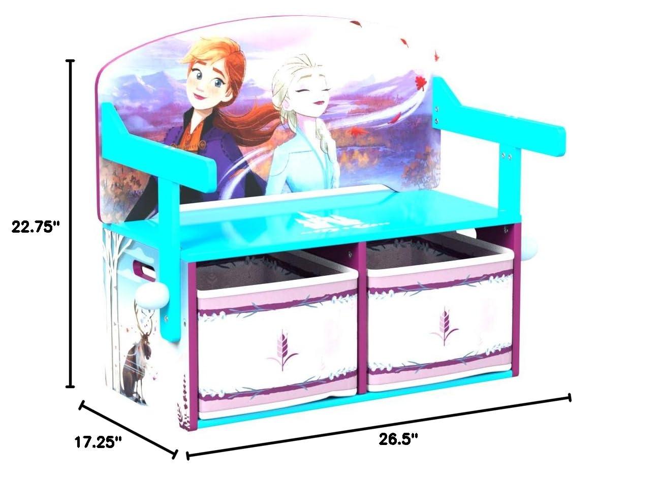 Disney Frozen 2-in-1 Activity Bench and Desk by Delta Children - Greenguard Gold Certified, Blue/Purple