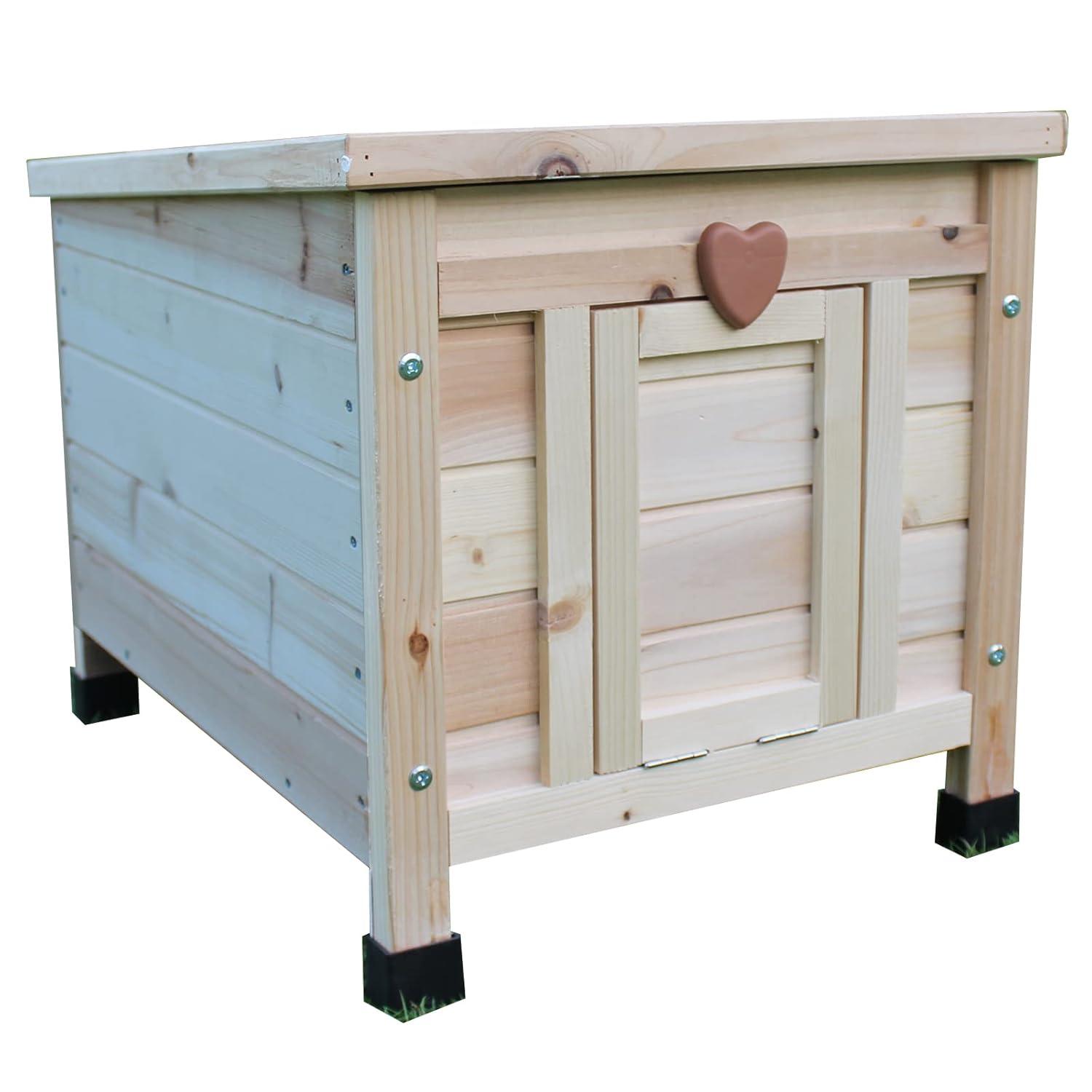 Rockever Cat House Outside, Feral Cat House Outdoor Weatherproof Rabbit Hutch Small, Wooden Small Pet House and Habitats -Wine red