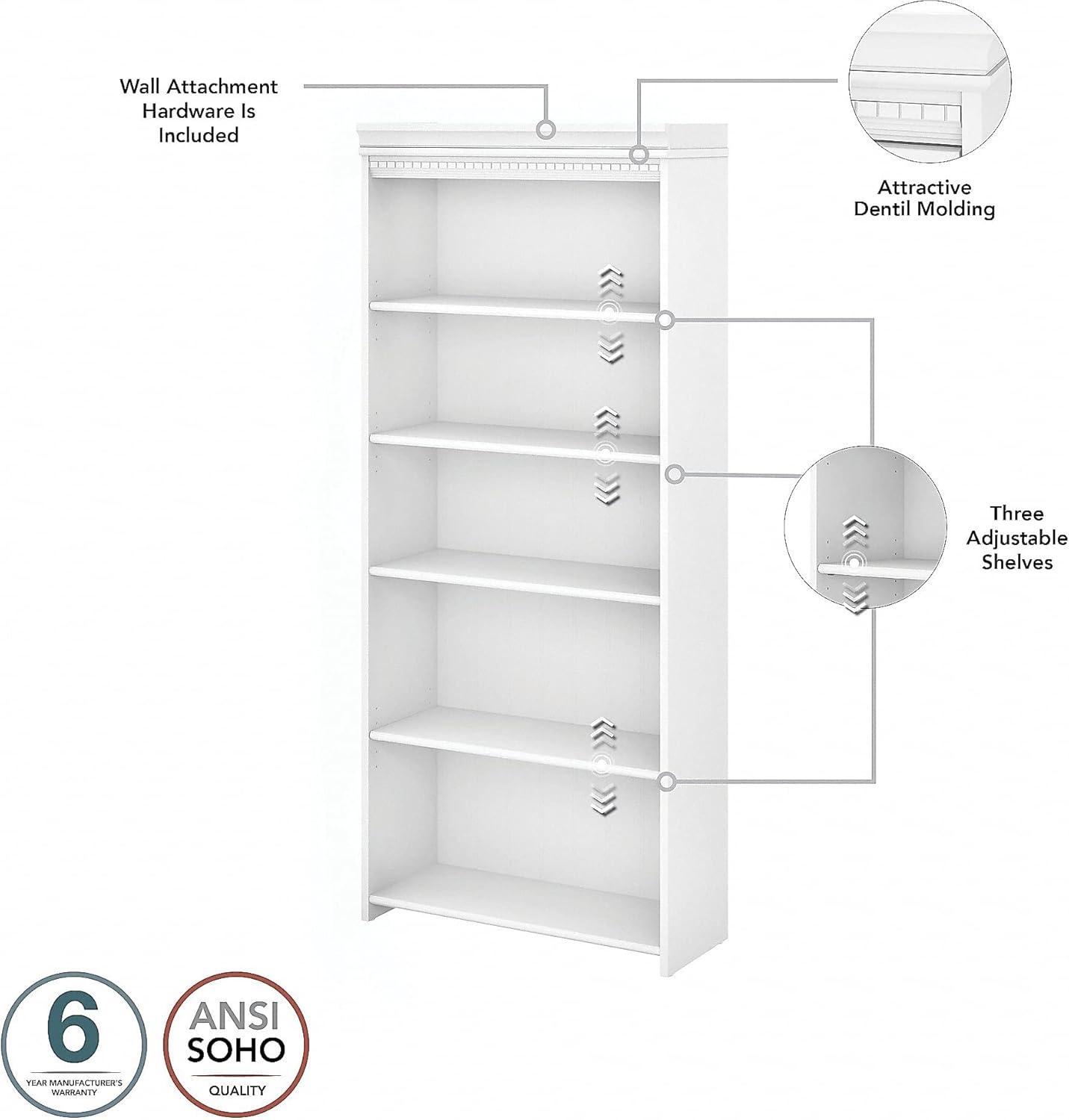 Fairview L Desk with Hutch and Bookcase in Antique Black - Engineered Wood