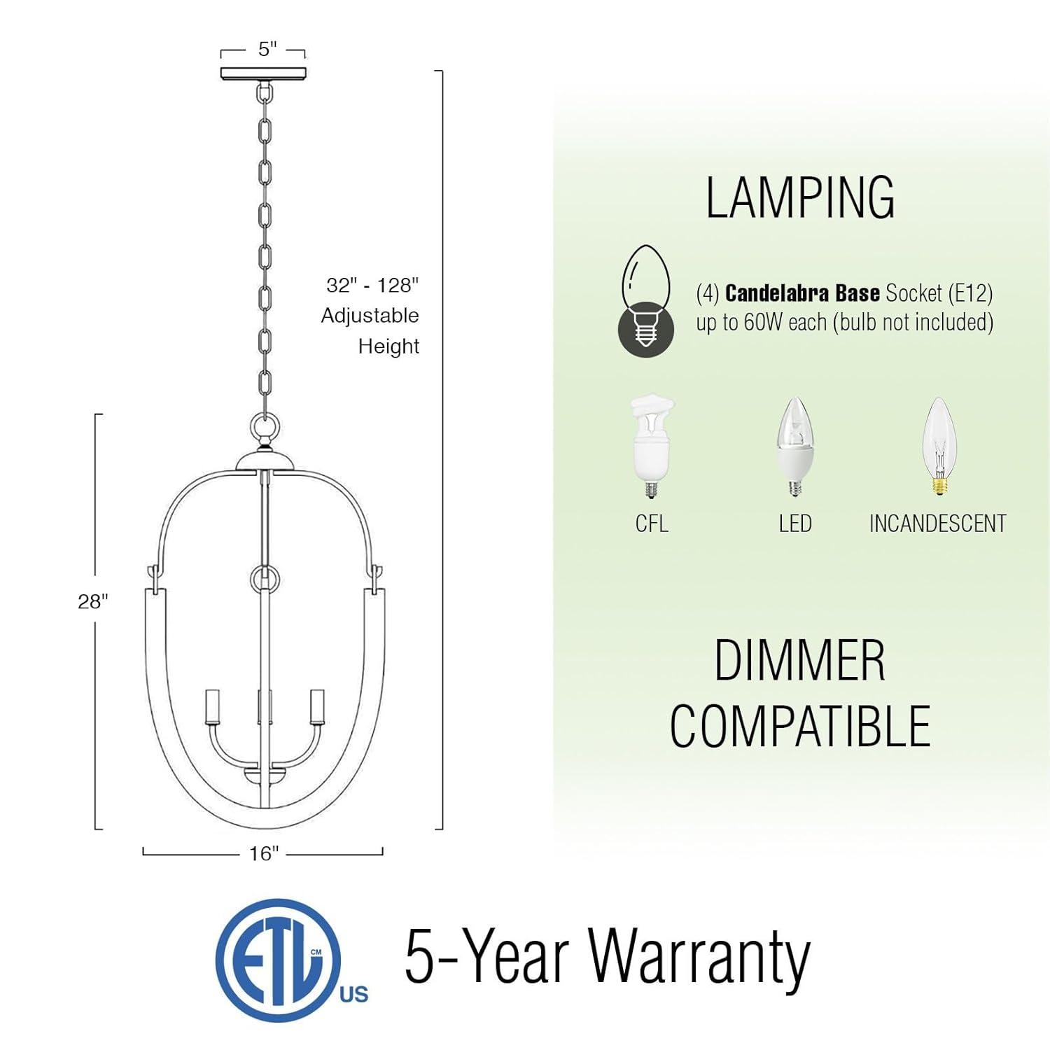 Kira Home Daphne 28" 4-Light Farmhouse Pendant Light, Gray Oak Wood Style + Black Finish