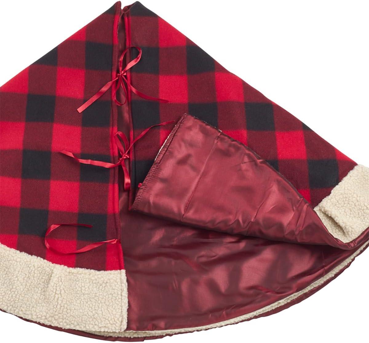 Red Buffalo Plaid Sherpa Border 72" Round Tree Skirt