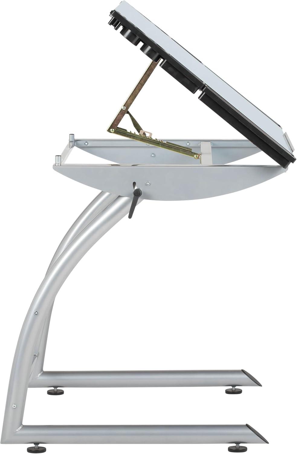 Inbox Zero Cournoyer Glass Top Metal Base Drafting Table