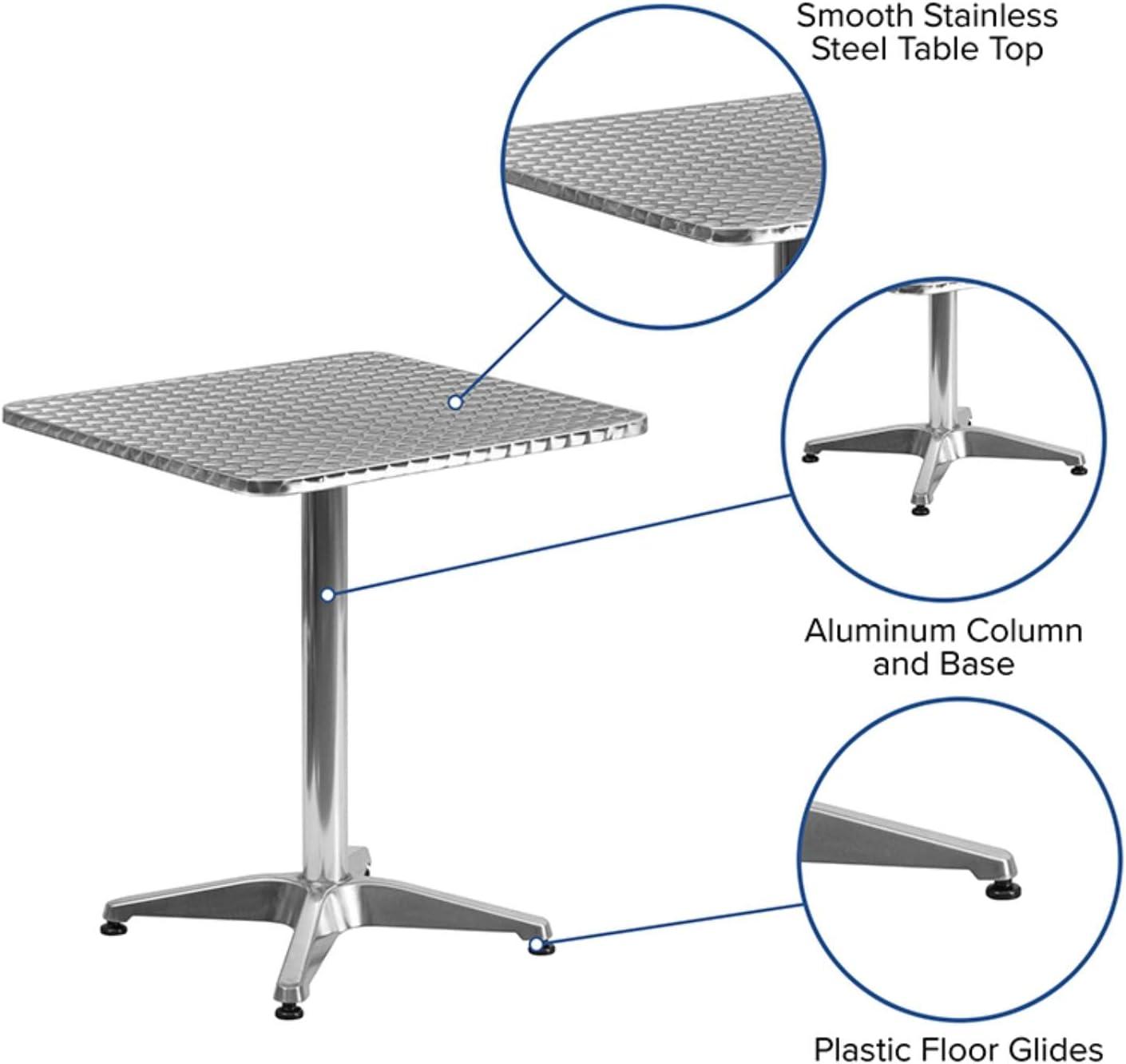 Silver Square Stainless Steel Indoor-Outdoor Dining Table