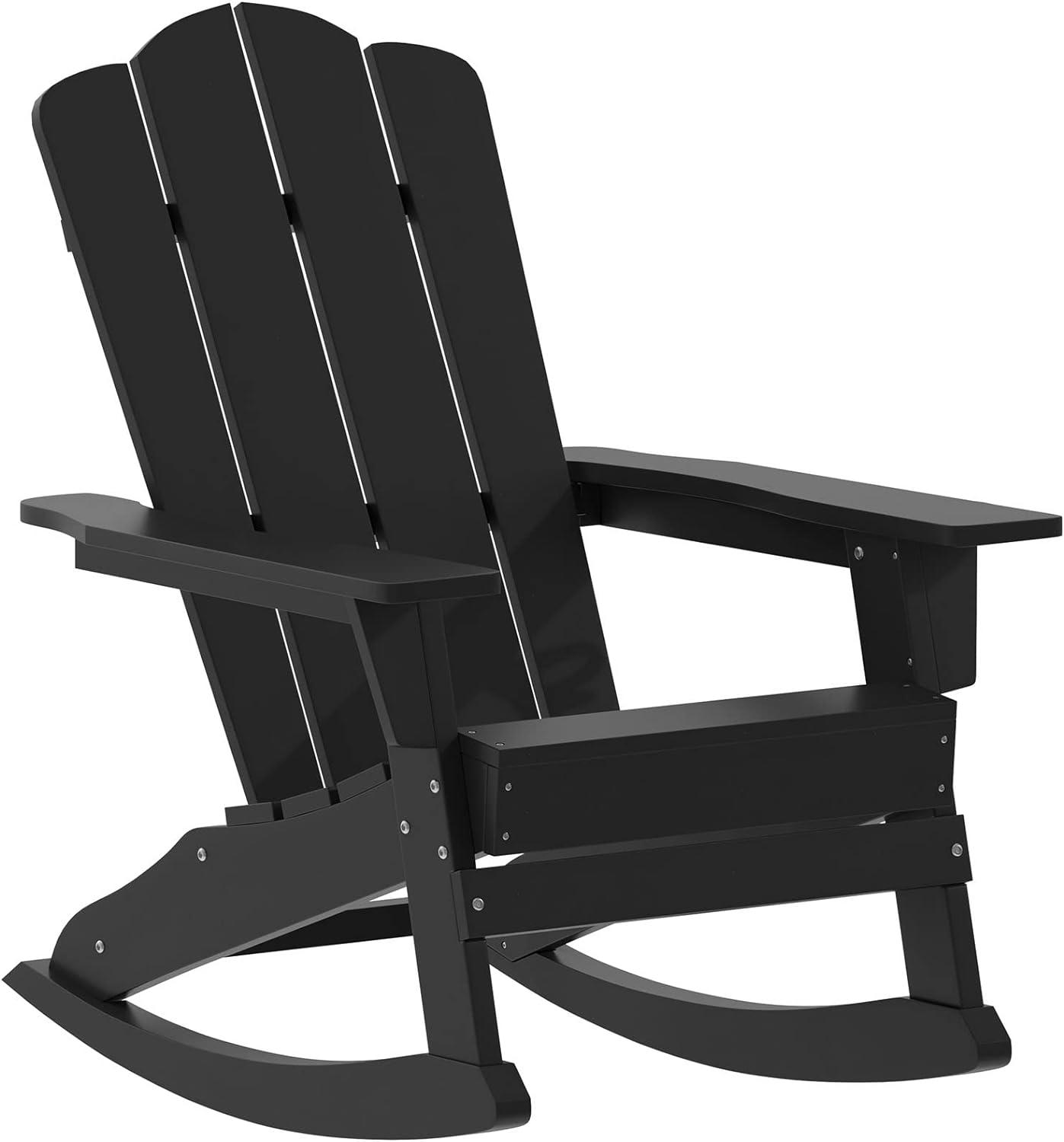 Black HDPE Adirondack Rocking Chair with Armrests