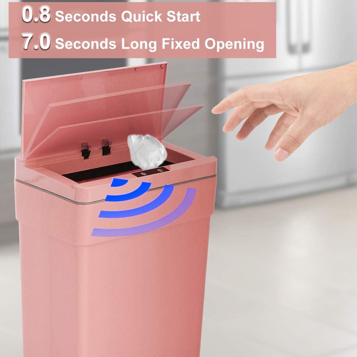 CL.HPAHKL13 Gallon Trash Can Automatic Kitchen Trash Can Touch Free High-Capacity Garbage Can with Lid for Bedroom Bathroom Home Office 50 Liter ,Pink