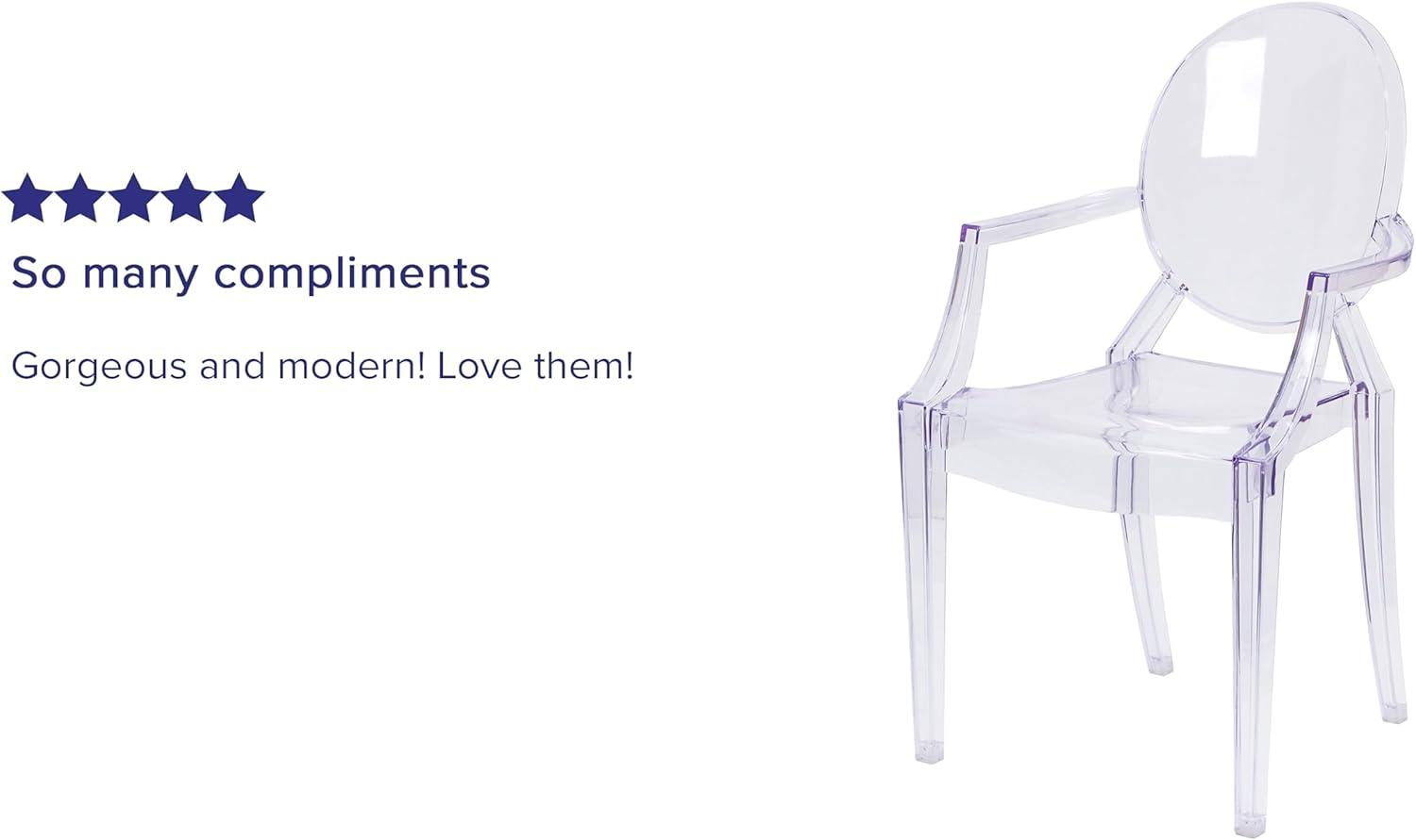 Flash Furniture Ghost Chair with Arms in Transparent Crystal