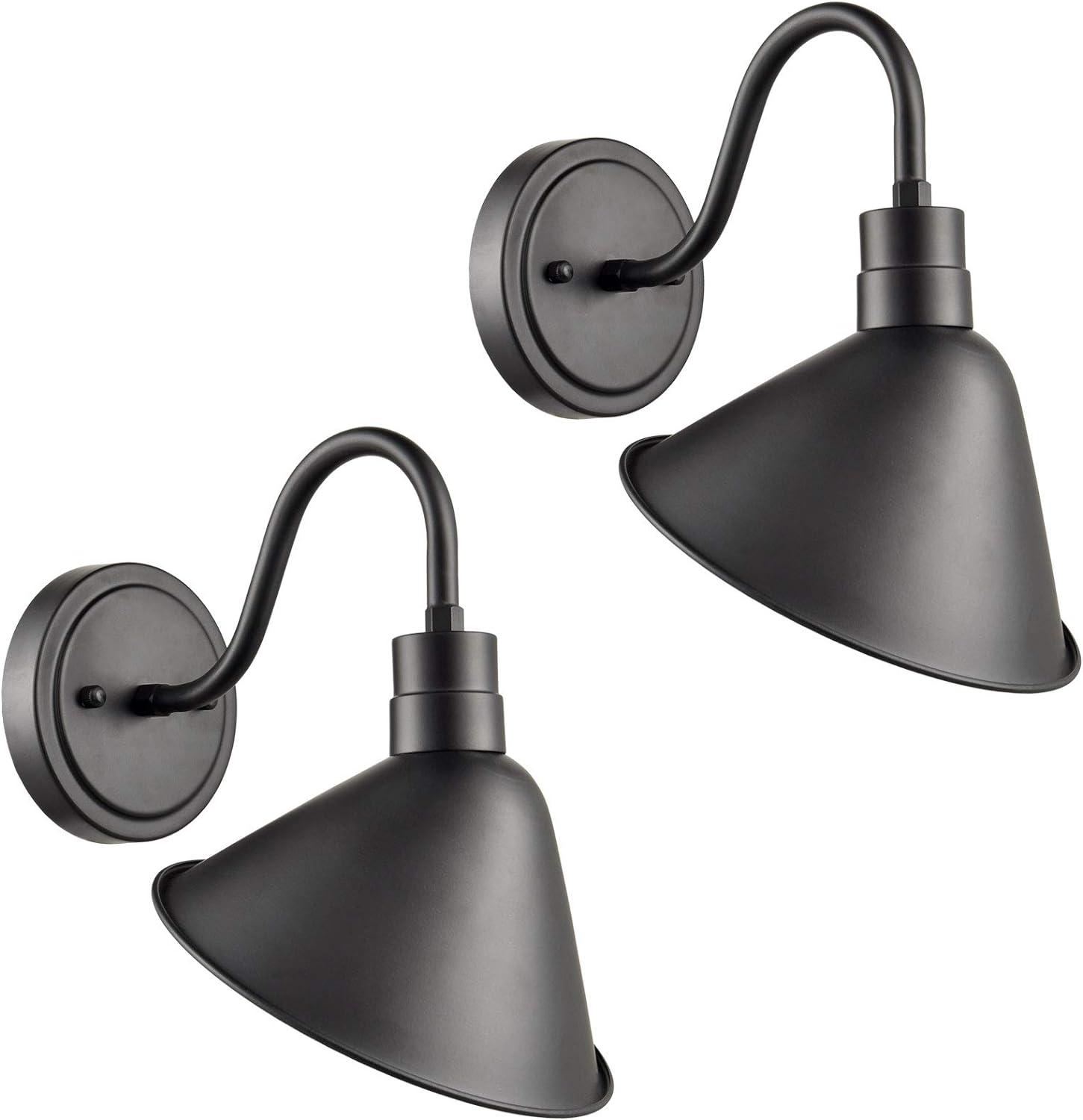 Barn Light Matte Black Outdoor Gooseneck Wall Sconce Set