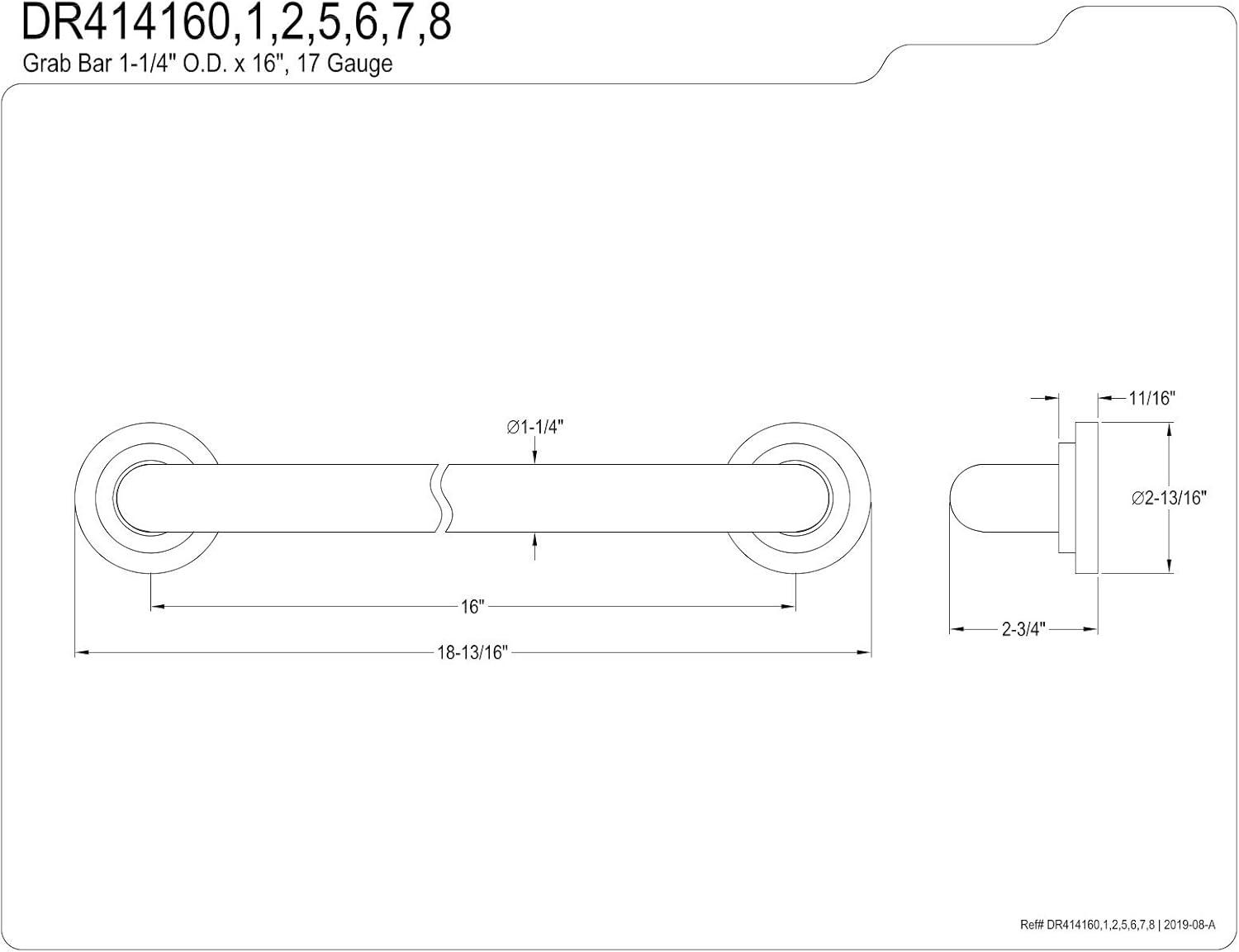 Polished Chrome 16-Inch Brass Grab Bar