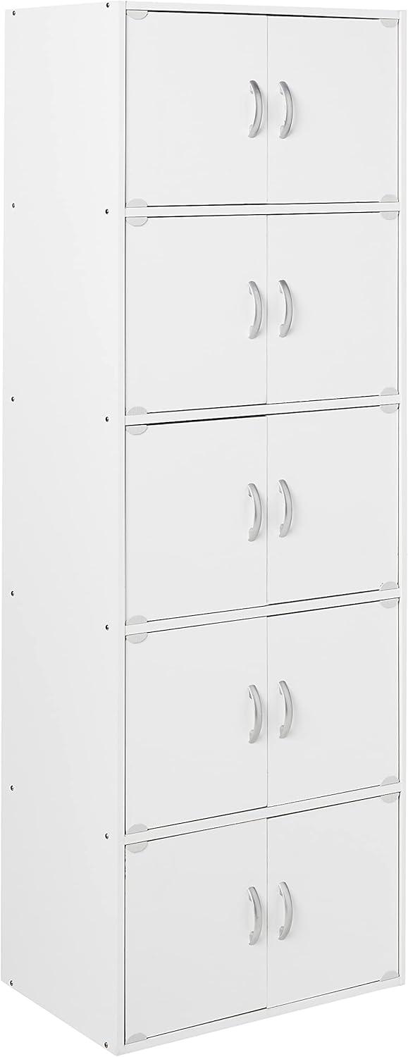 70.1" White Lockable Office Storage Cabinet with Shelves