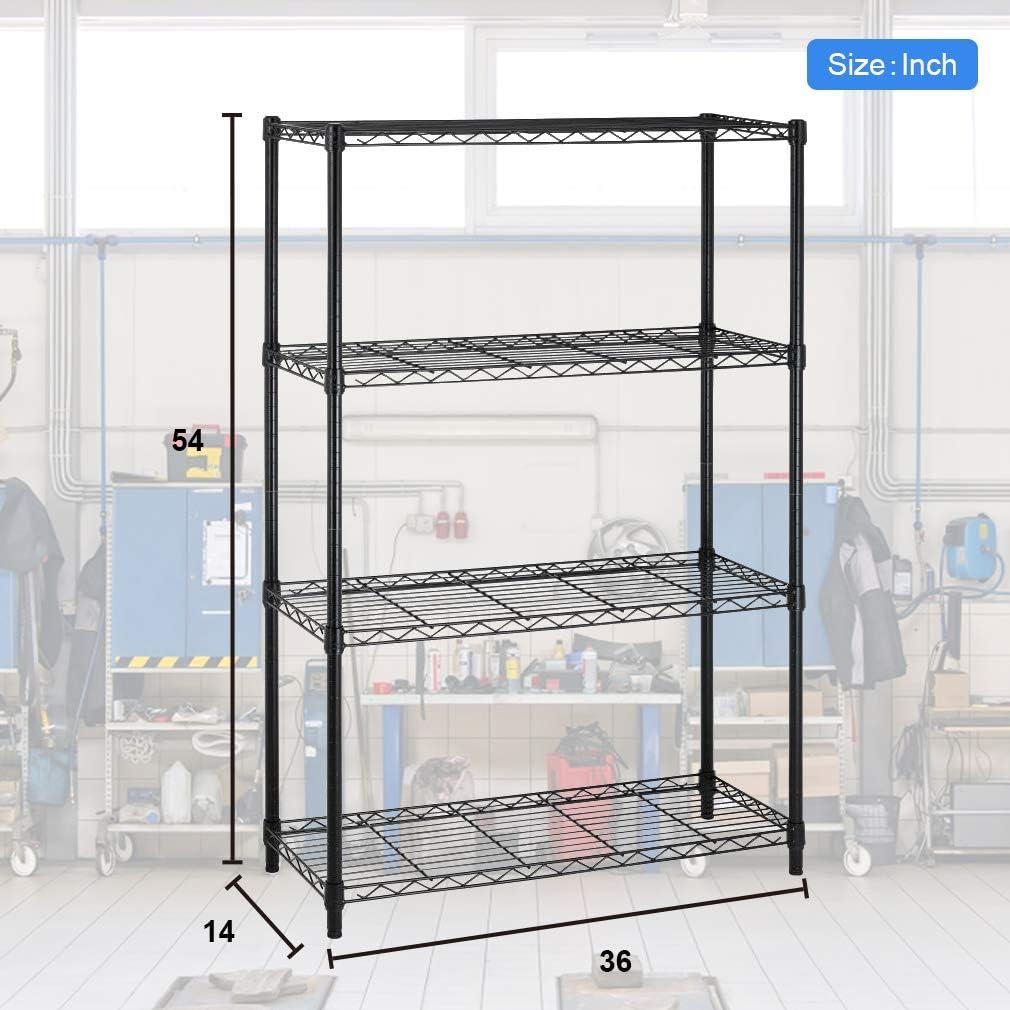 YRLLENSDAN Adjustable 4 Tier Wire Shelving Unit Rack, 36Lx14Wx54H Metal Bathroom Storage Shelves for Bedroom Heavy Duty Metal Shelves for Storage Kitchen Garage