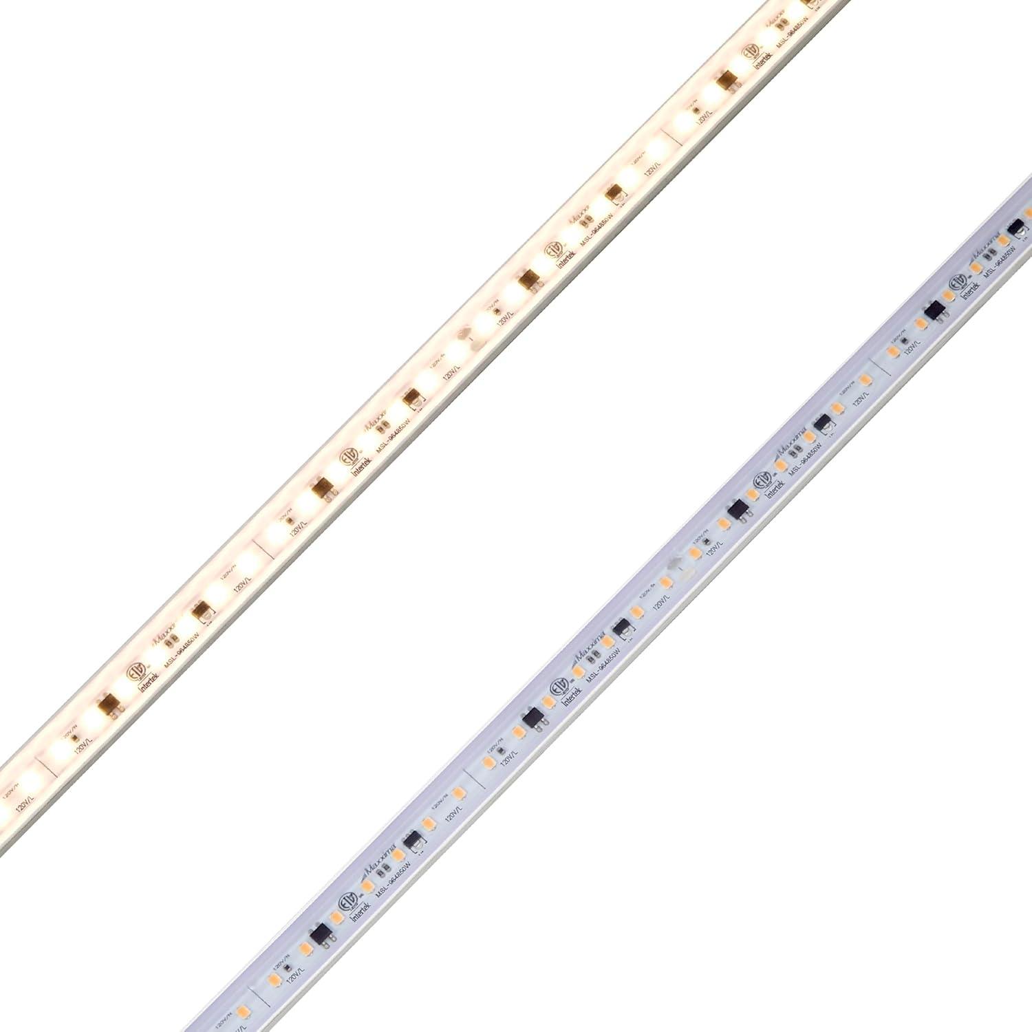 Maxxima 96 in. LED Under Cabinet Strip Light, Hardwired, 3680 Lumens, 3000K Warm White, 120V White Cove Light