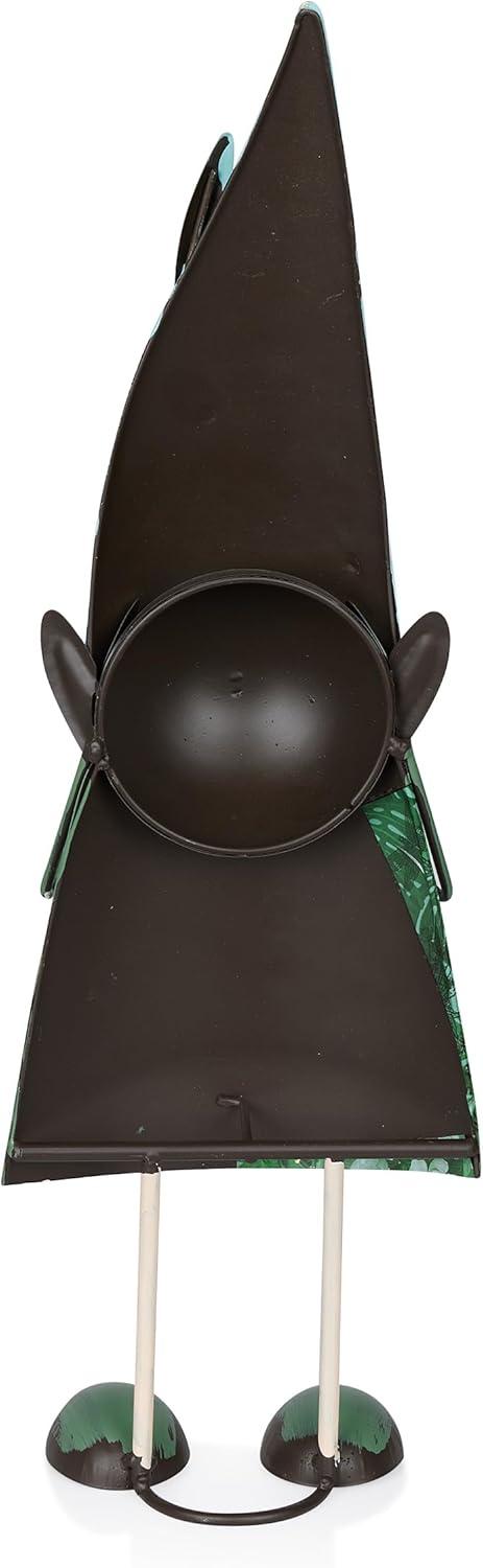 Whimsical Green Iron Hide-and-Seek Garden Gnome, 19"