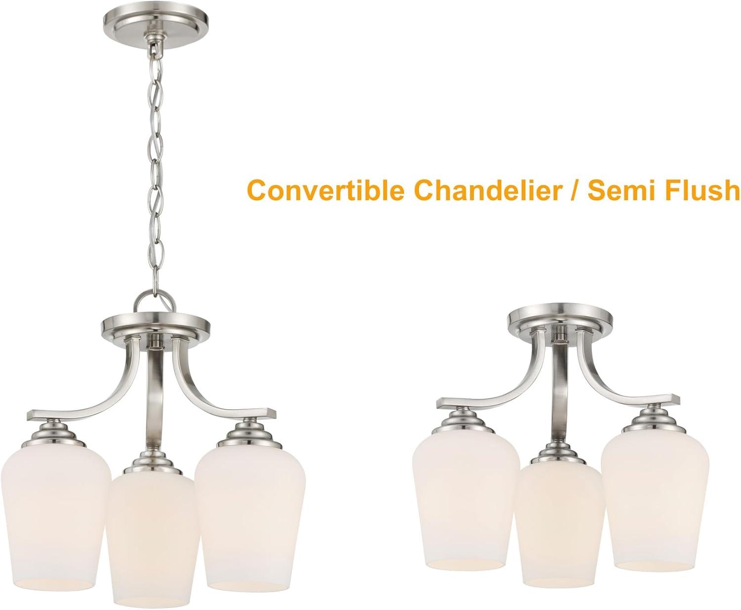 3 Light Convertible Chandelier-Brushed Nickel Finish    -Traditional Installation Minka Lavery 4926-84