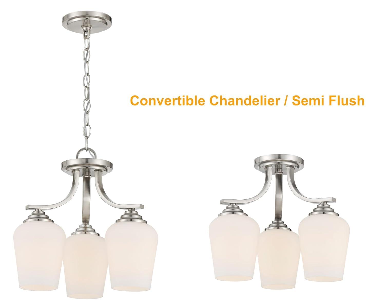 3 Light Convertible Chandelier-Brushed Nickel Finish    -Traditional Installation Minka Lavery 4926-84
