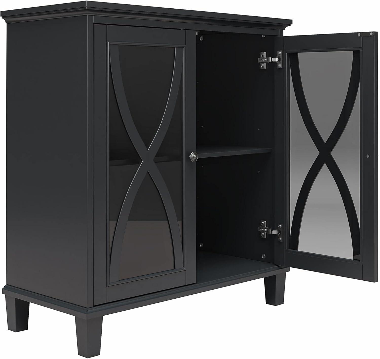 Celeste Accent Cabinet with Glass Doors, Black