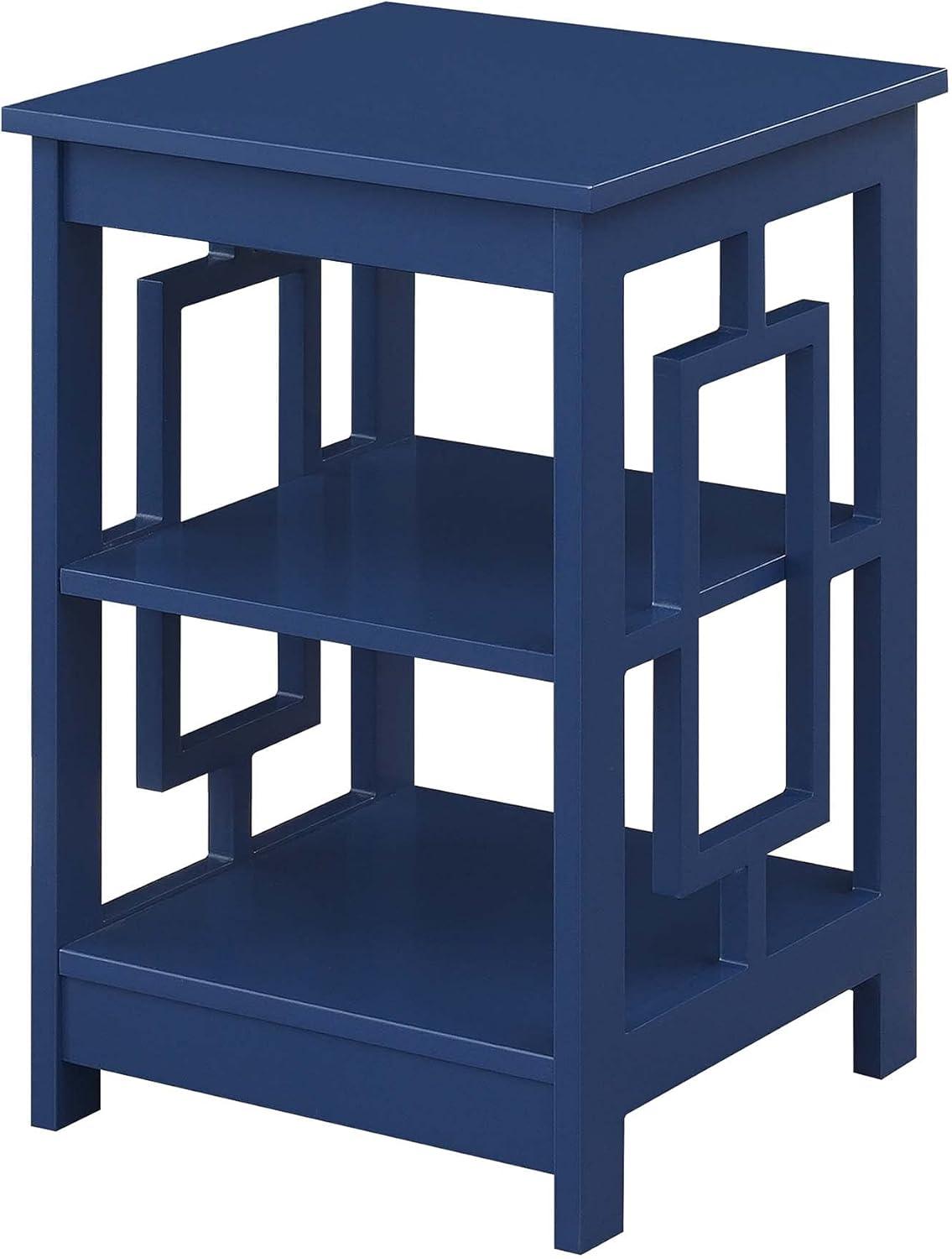 Convenience Concepts Town Square End Table with Shelves, Cobalt Blue