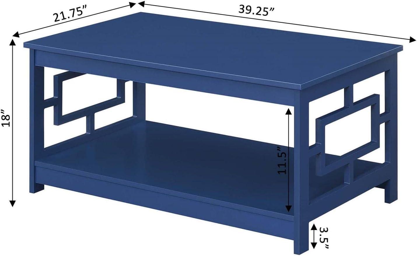 Convenience Concepts Town Square Coffee Table with Shelf, Cobalt Blue