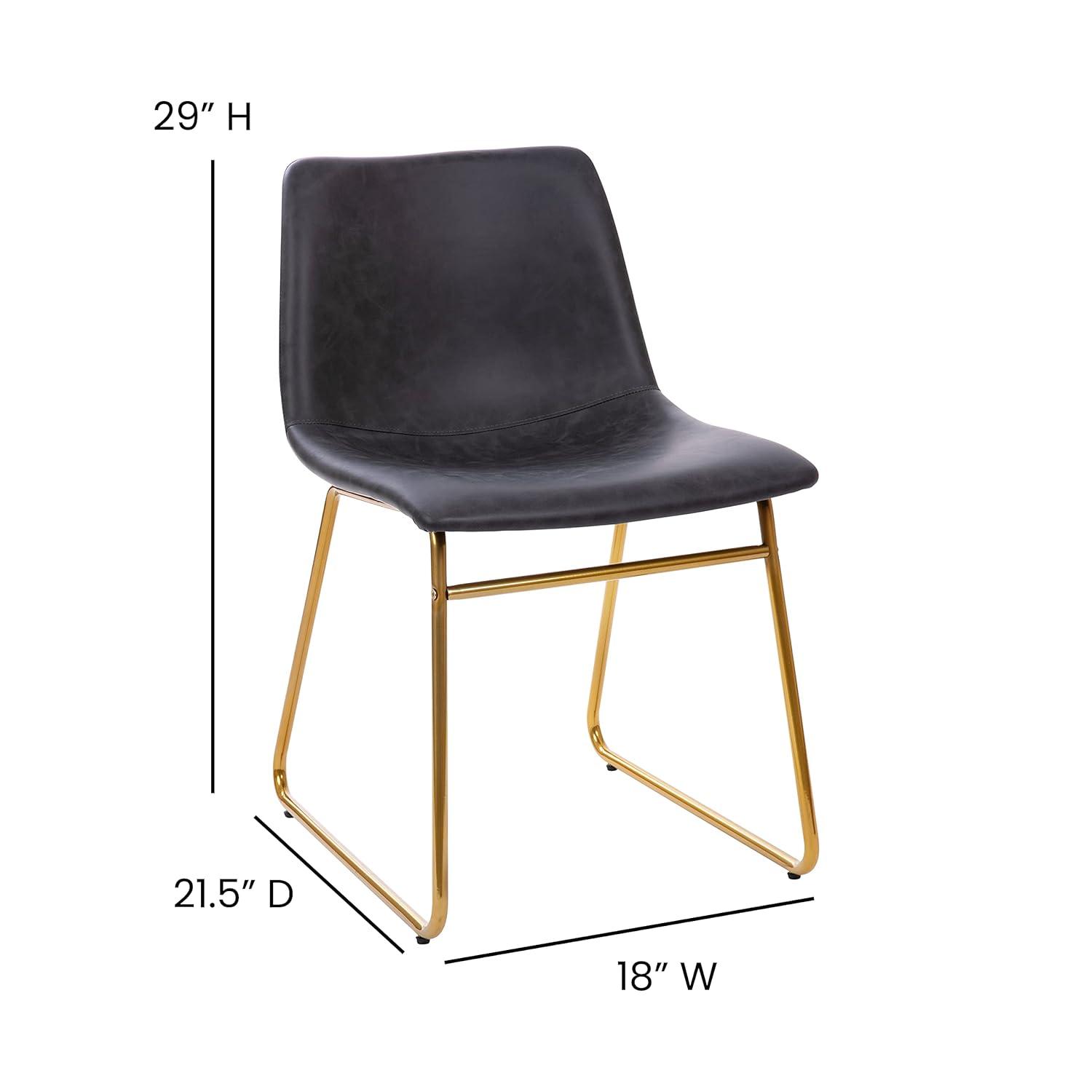 Taylor & Logan 18 Inch Indoor Dining Table Chairs, LeatherSoft Upholstery-Set of 2 Gray Faux Leather/Black Frame