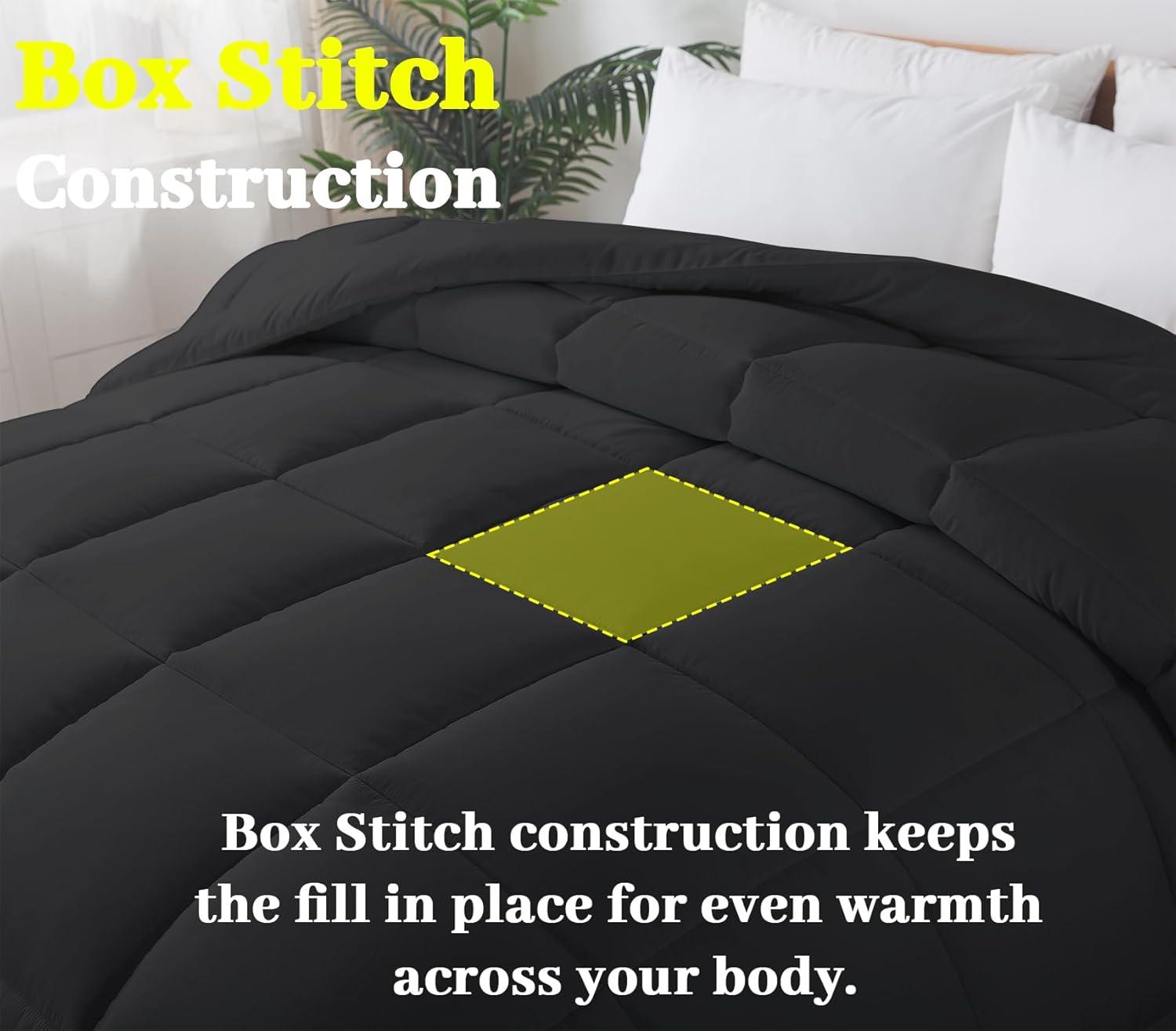 Peace Nest Lightweight Down Alternative Comforter Duvet Insert with Soft Microfiber Shell, Black, Full